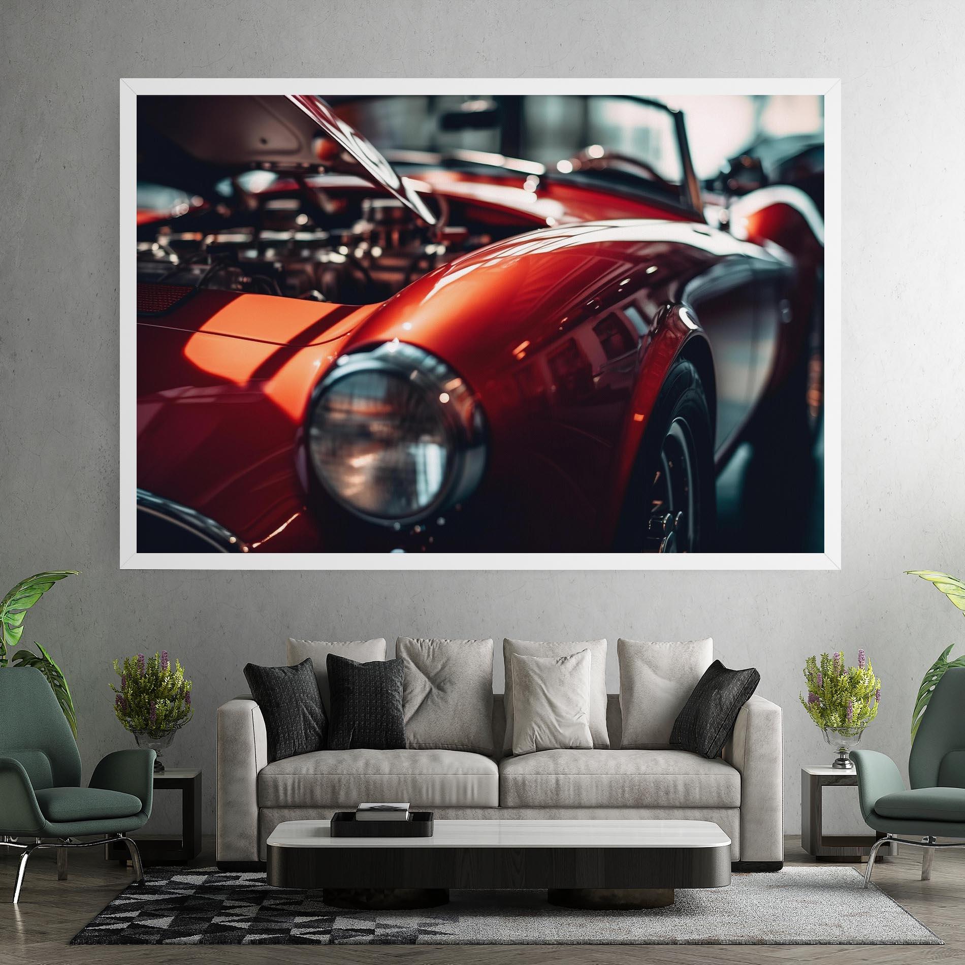 Leinwandbild Old Vintage Red Car mockup 7