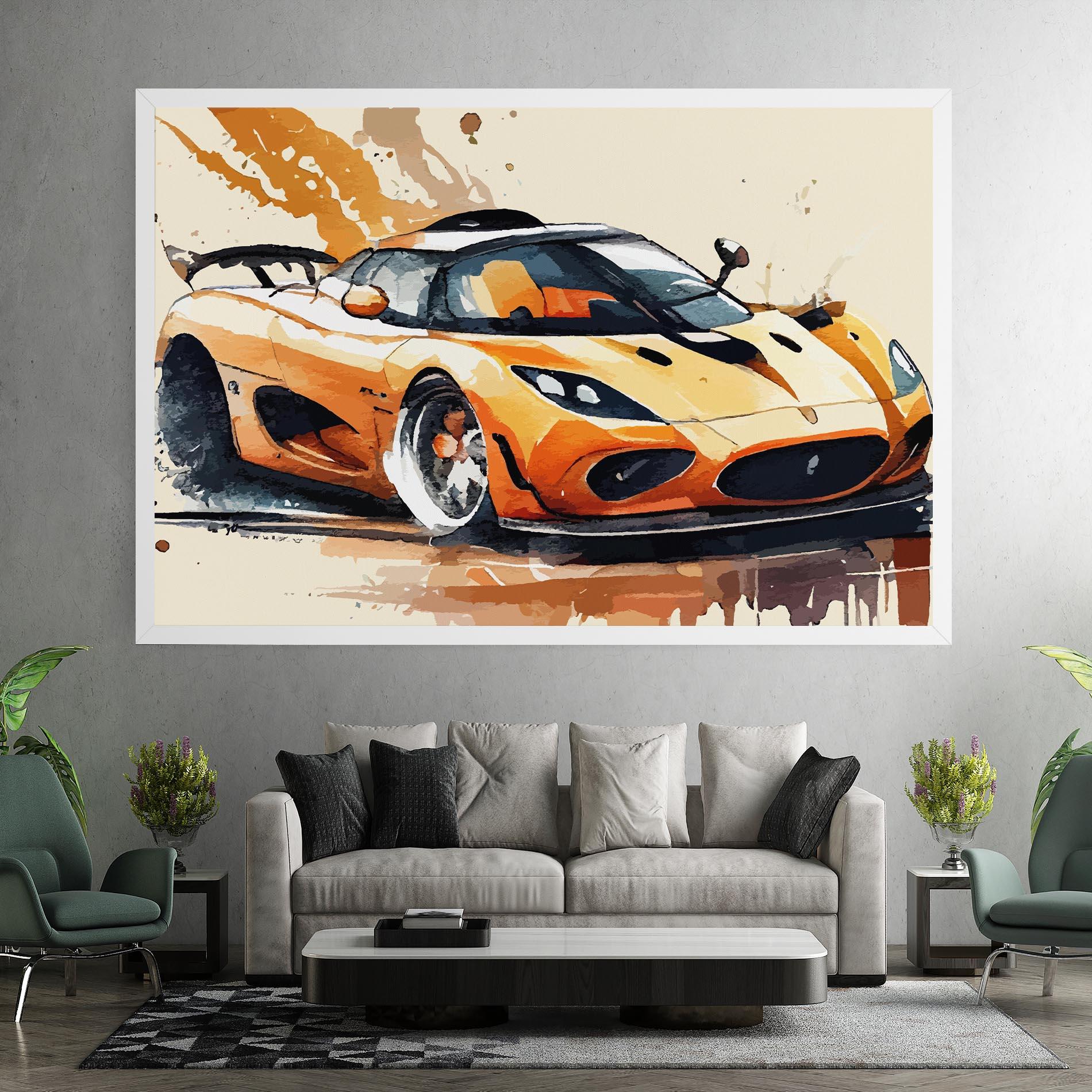 Leinwandbild Orange Paint Car mockup 7