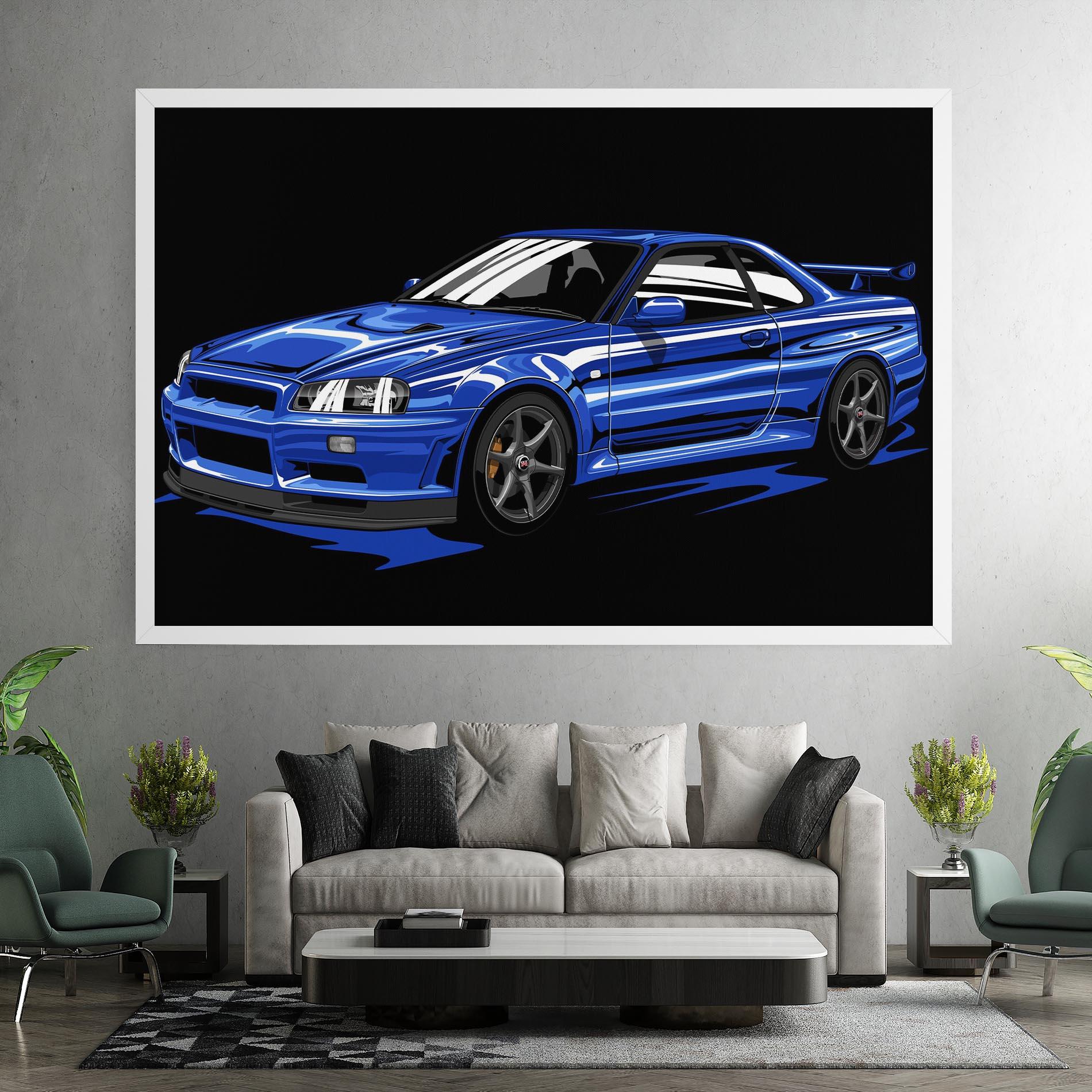 Leinwandbild Sport Blue Car mockup 7