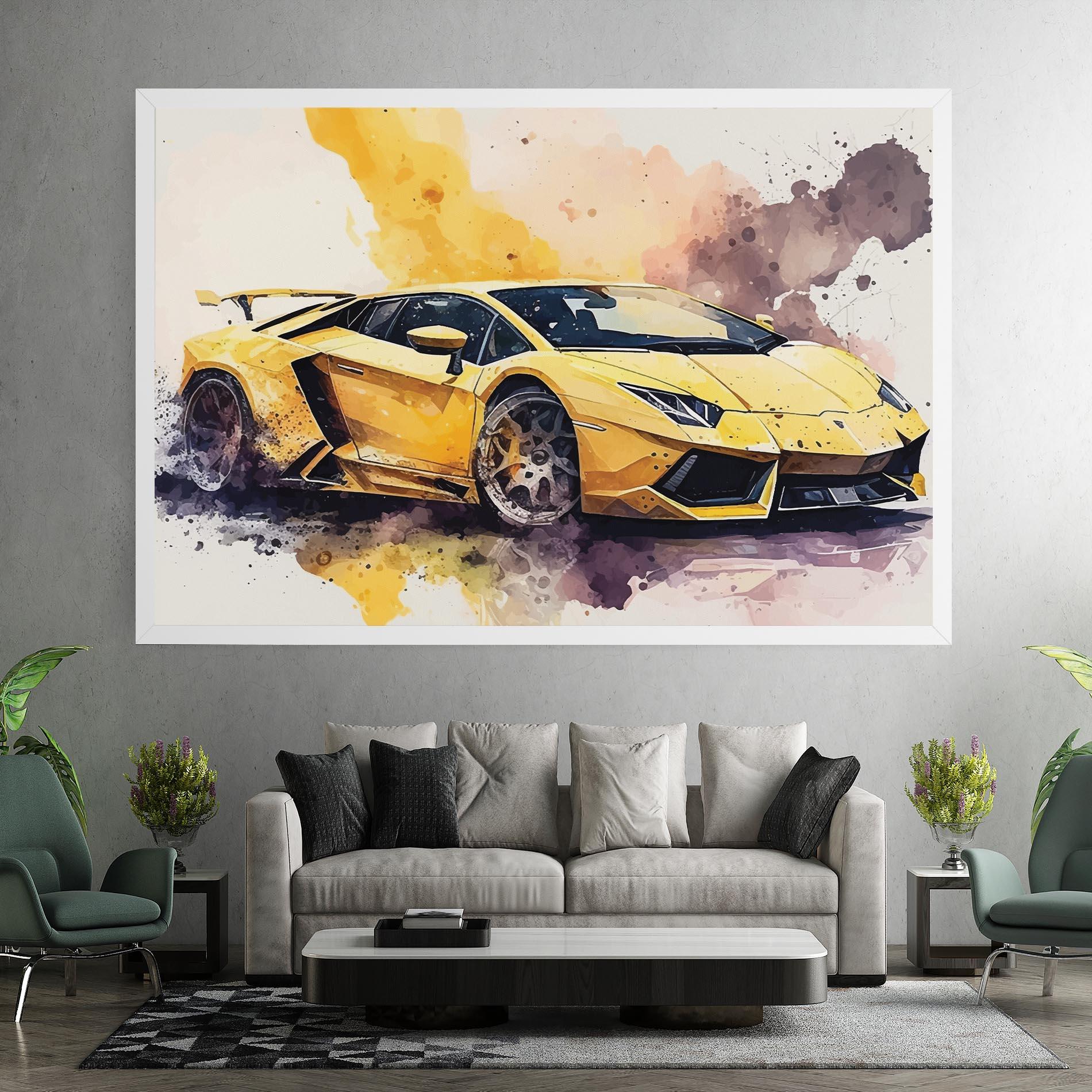 Leinwandbild Watercolor Sport Car mockup 7