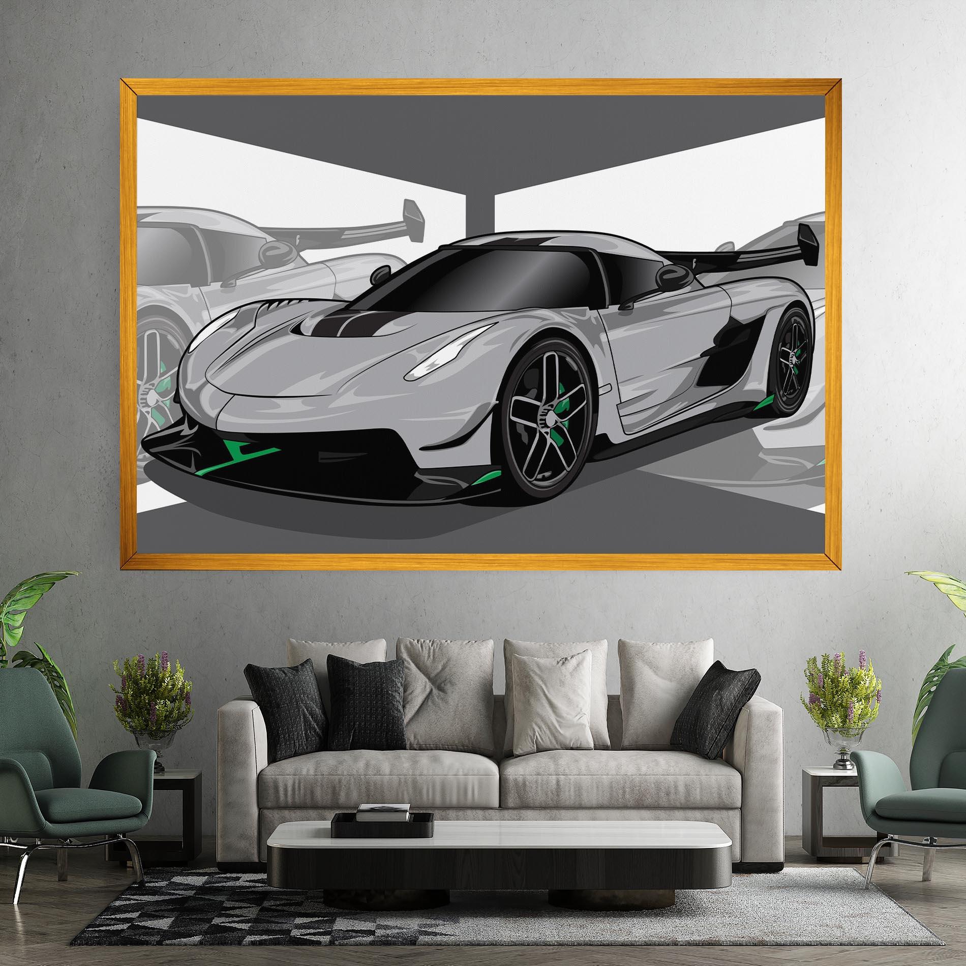 Leinwandbild Grey Sport Car mockup 7