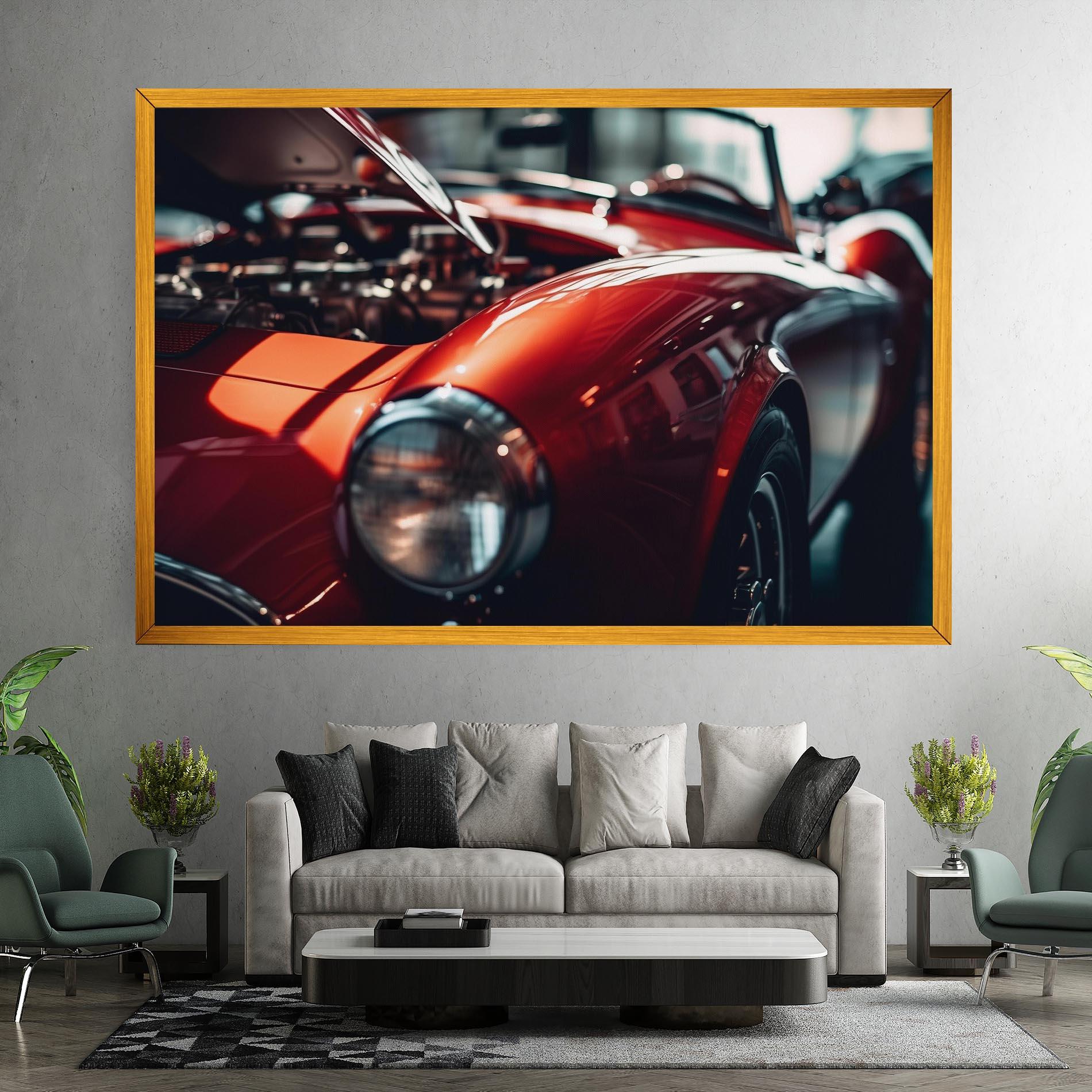 Leinwandbild Old Vintage Red Car mockup 7