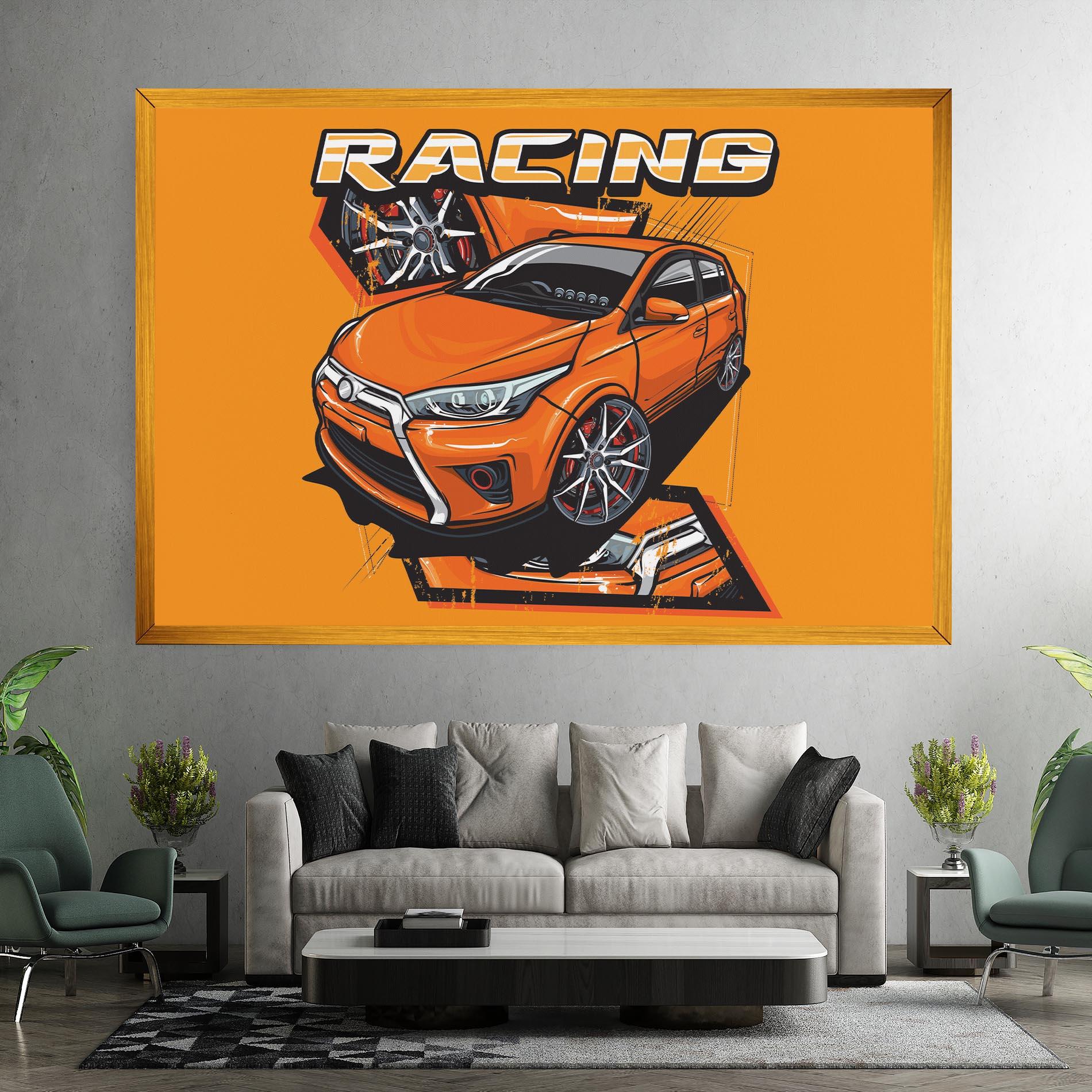 Leinwandbild Racing Orange Car mockup 7