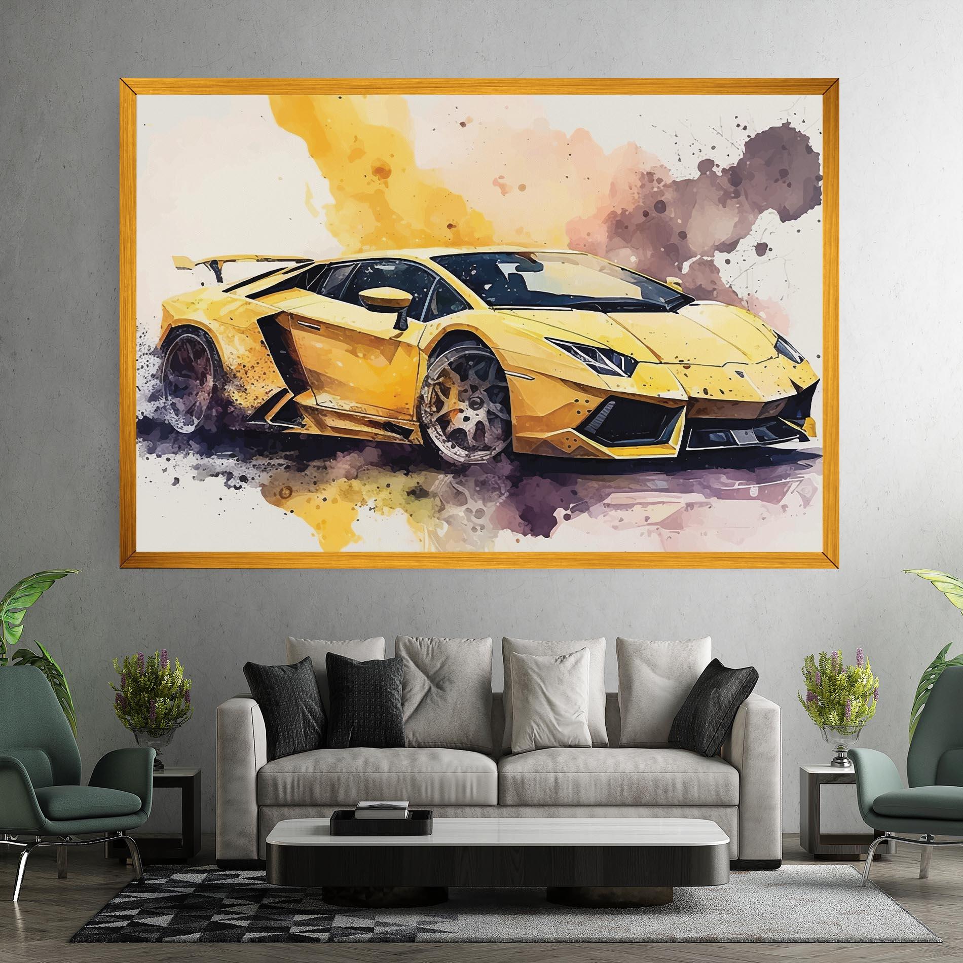 Leinwandbild Watercolor Sport Car mockup 7