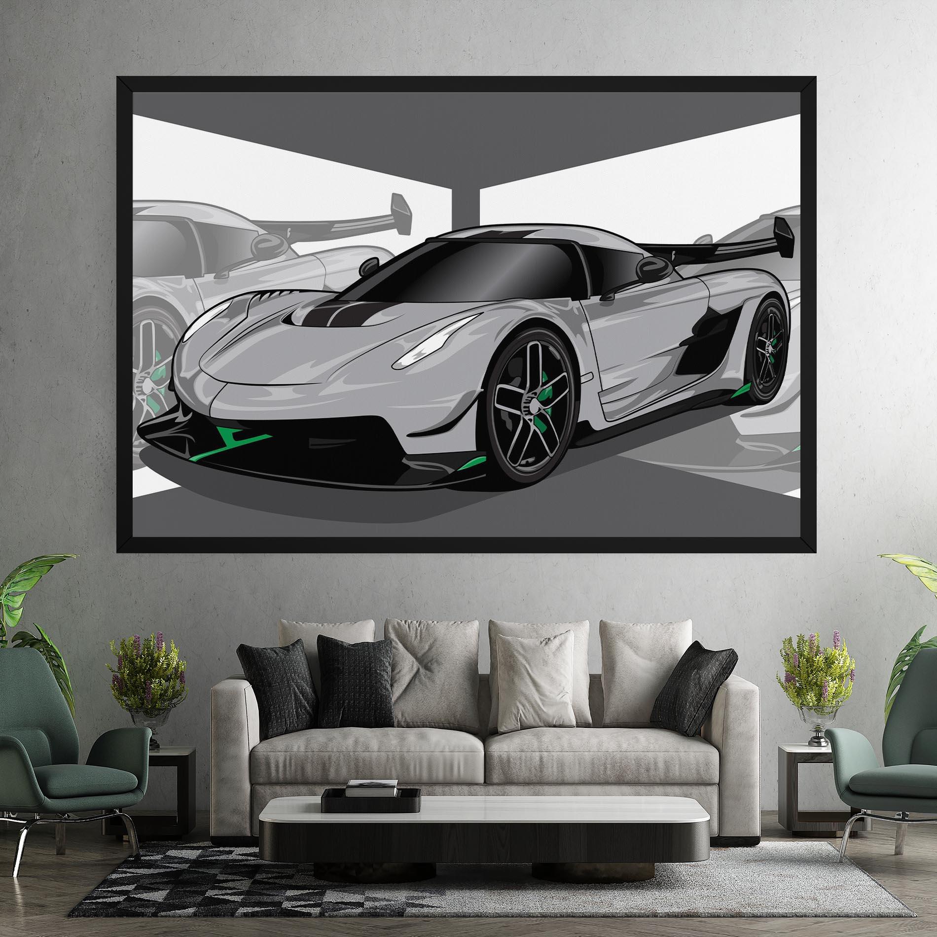 Leinwandbild Grey Sport Car mockup 7