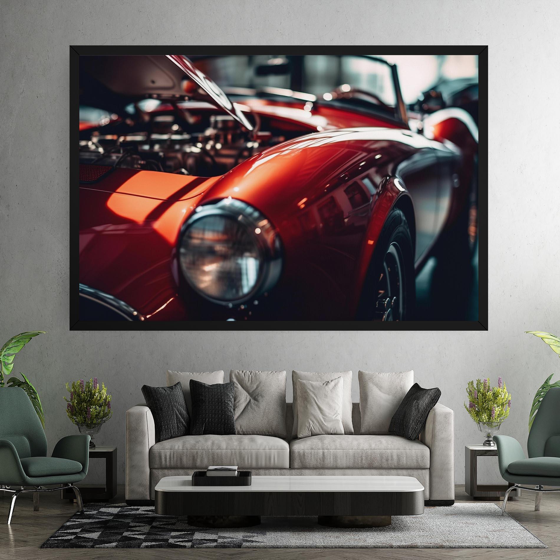 Leinwandbild Old Vintage Red Car mockup 7