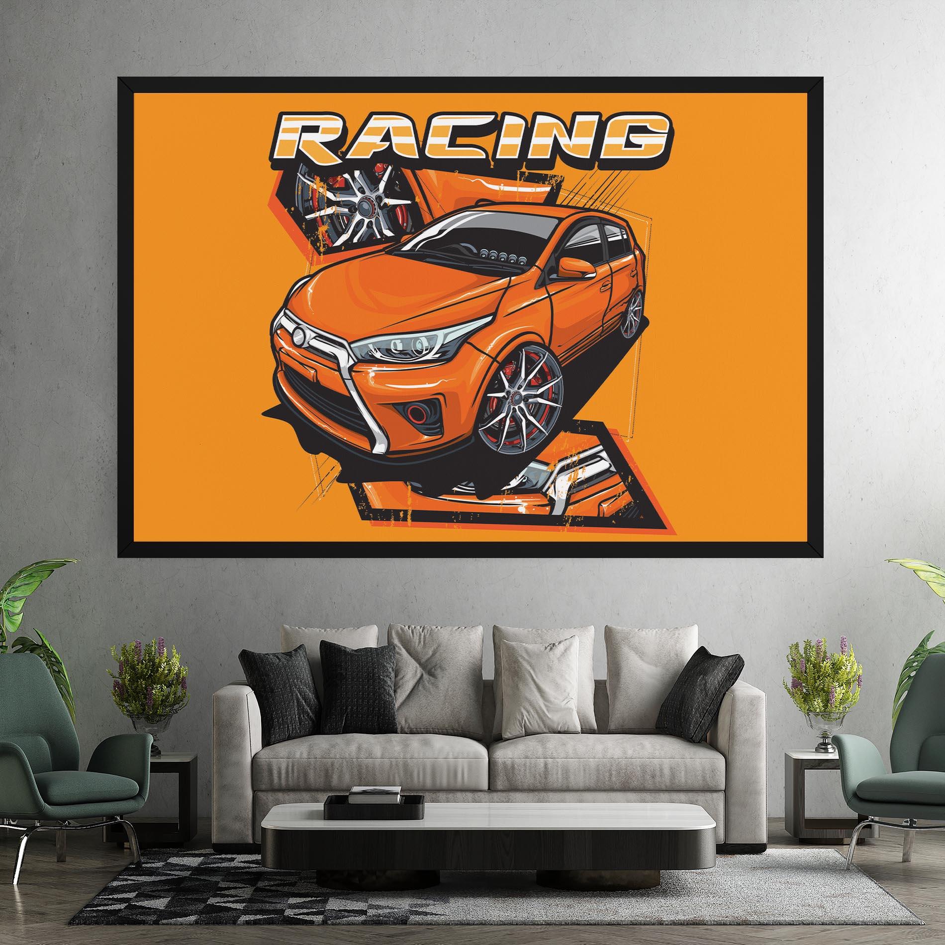 Leinwandbild Racing Orange Car mockup 7