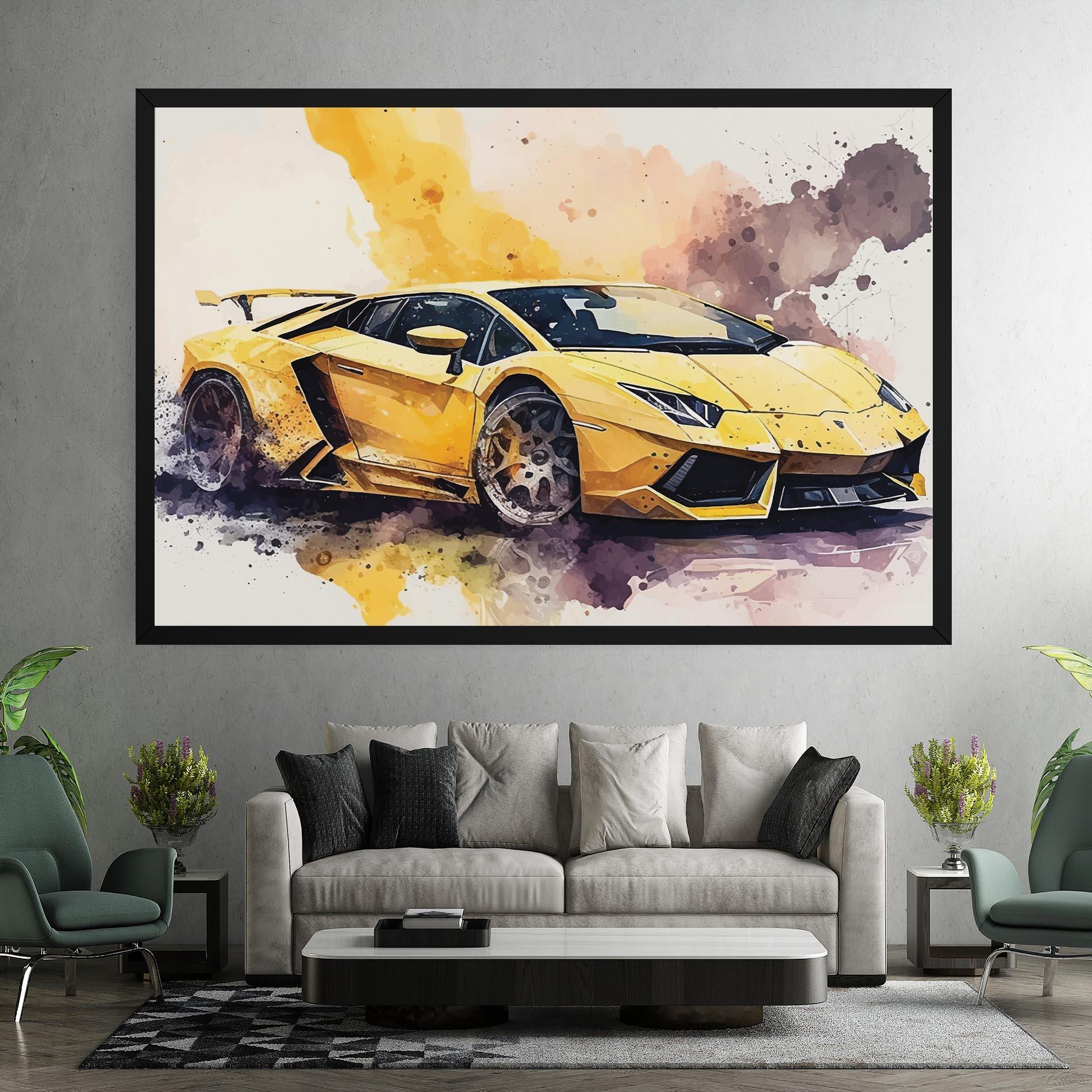 Leinwandbild Watercolor Sport Car mockup 7