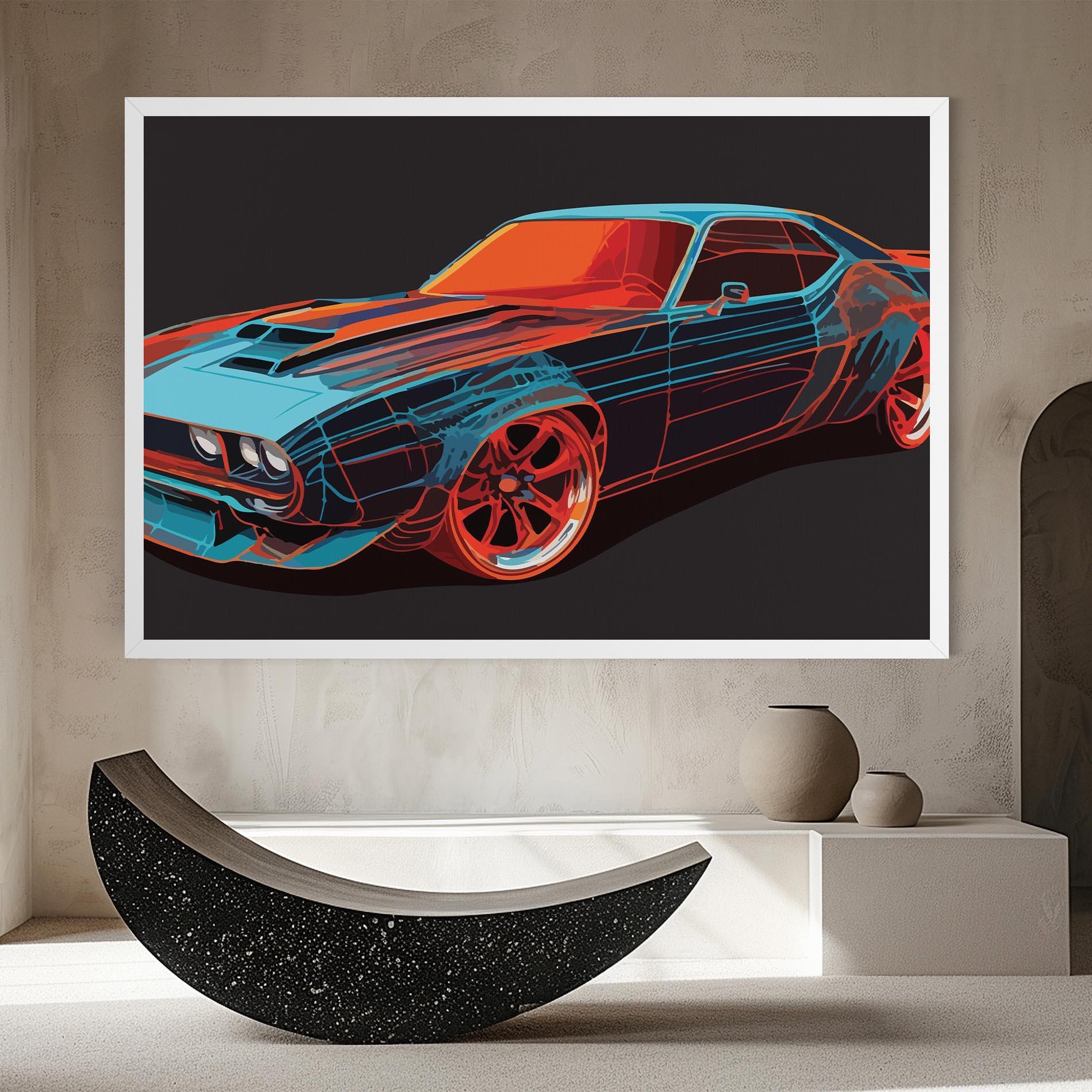 Leinwandbild Blue Orange Car mockup 8