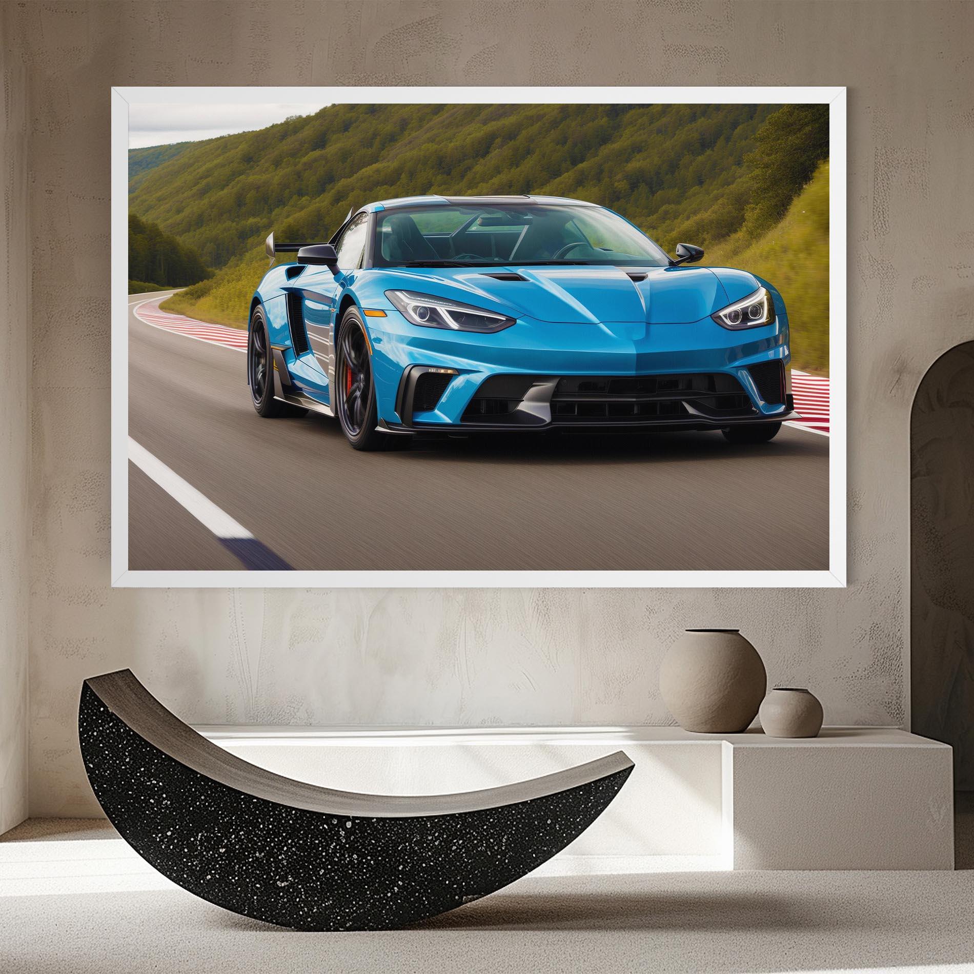 Leinwandbild Blue Sport Car mockup 8