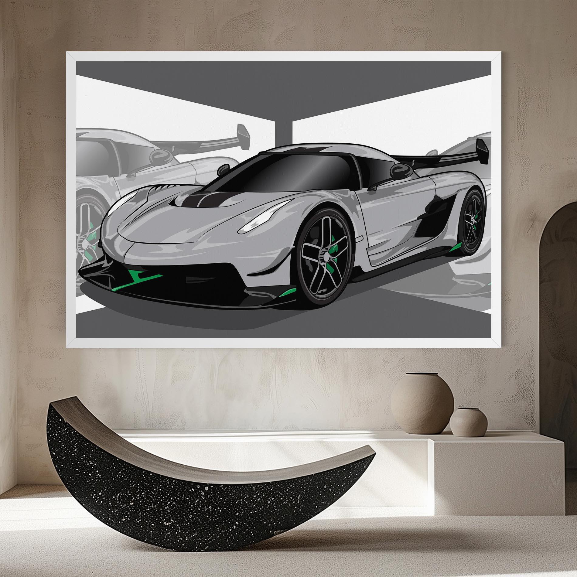Leinwandbild Grey Sport Car mockup 8