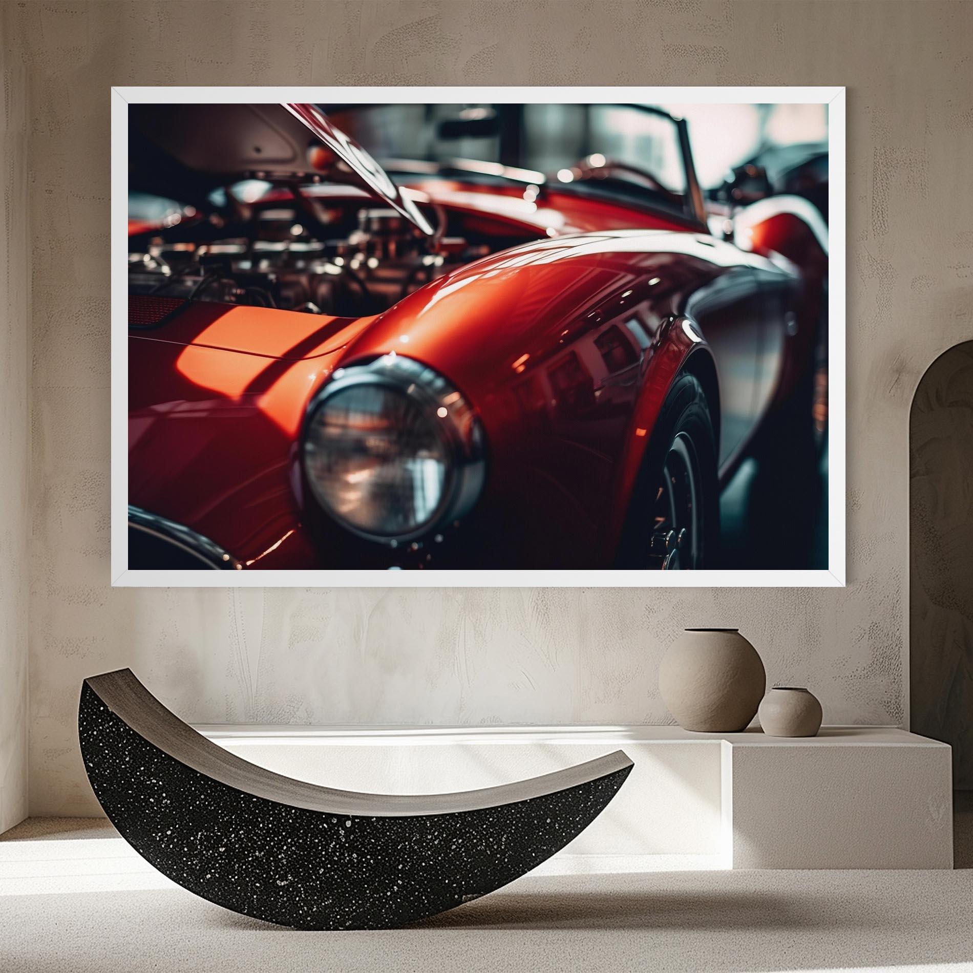 Leinwandbild Old Vintage Red Car mockup 8