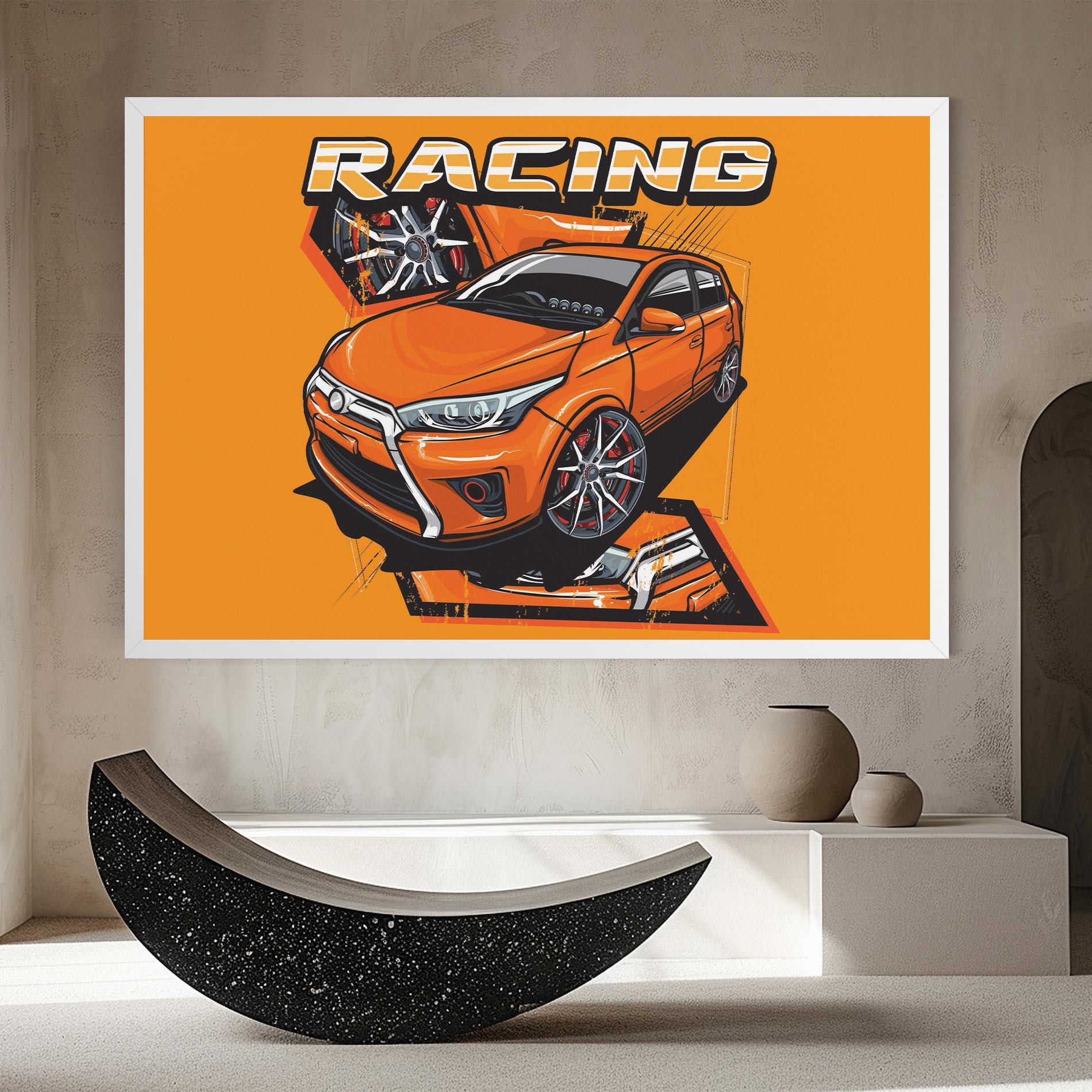 Leinwandbild Racing Orange Car mockup 8