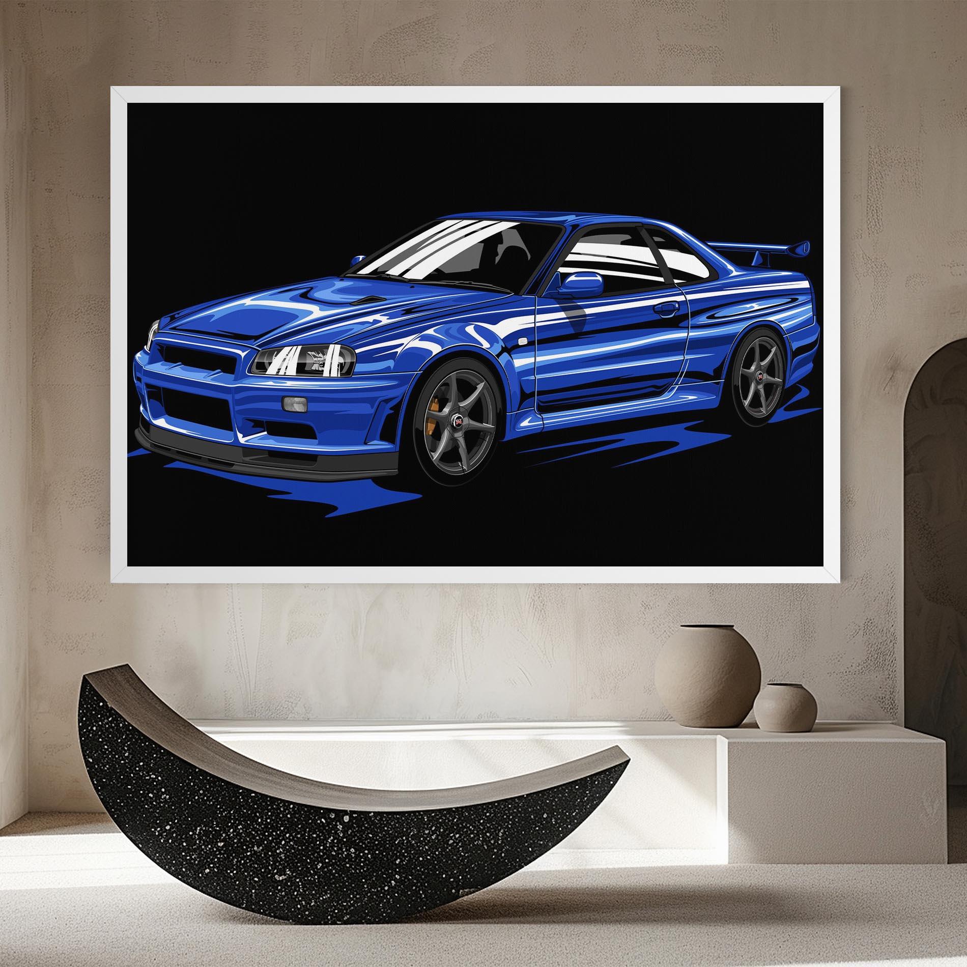 Leinwandbild Sport Blue Car mockup 8