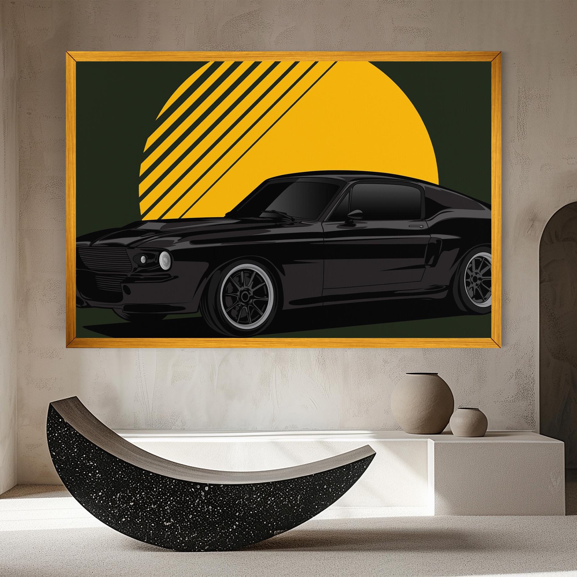 Leinwandbild Black Car Sun mockup 8