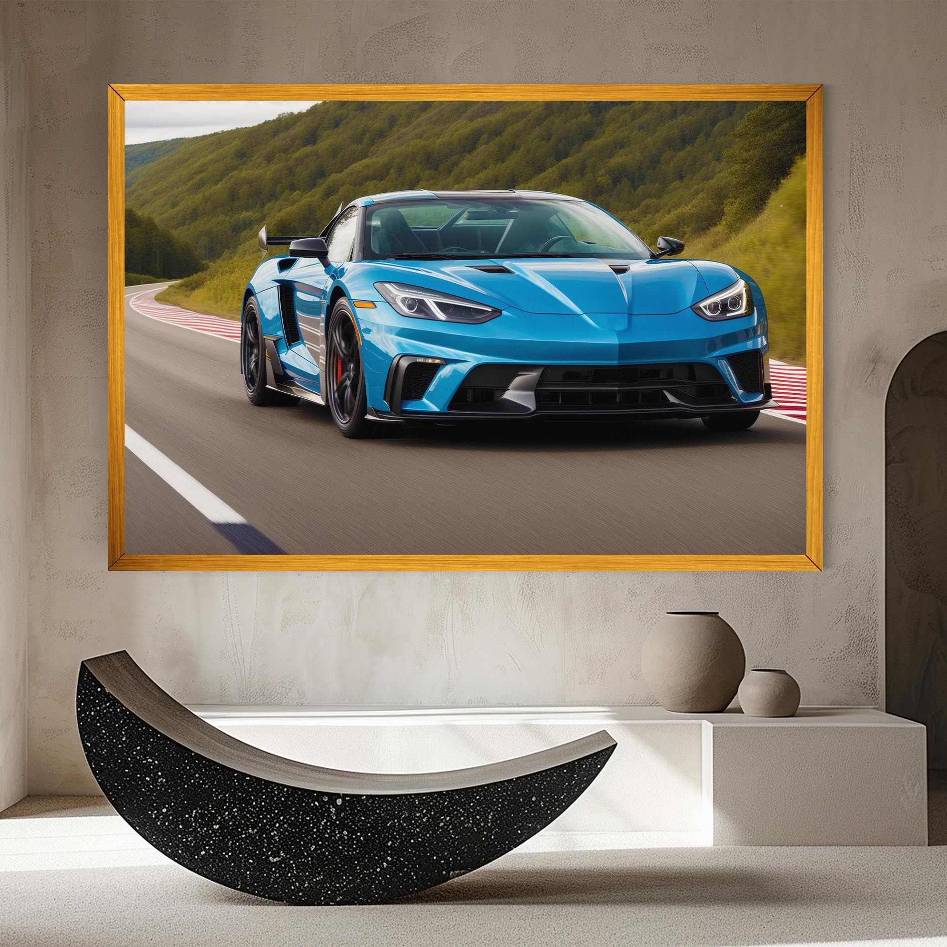 Blue Sport Car mockup 8