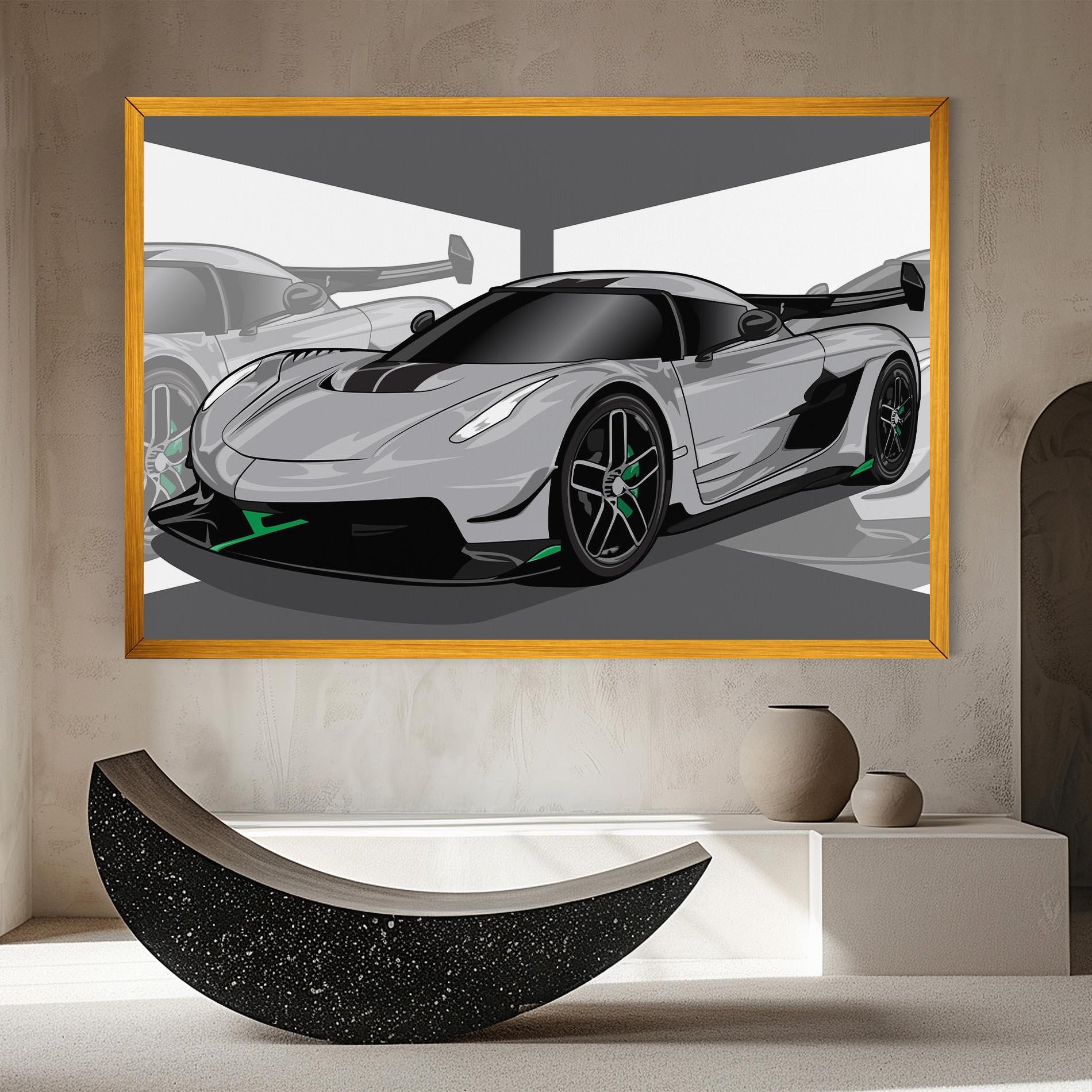 Leinwandbild Grey Sport Car mockup 8