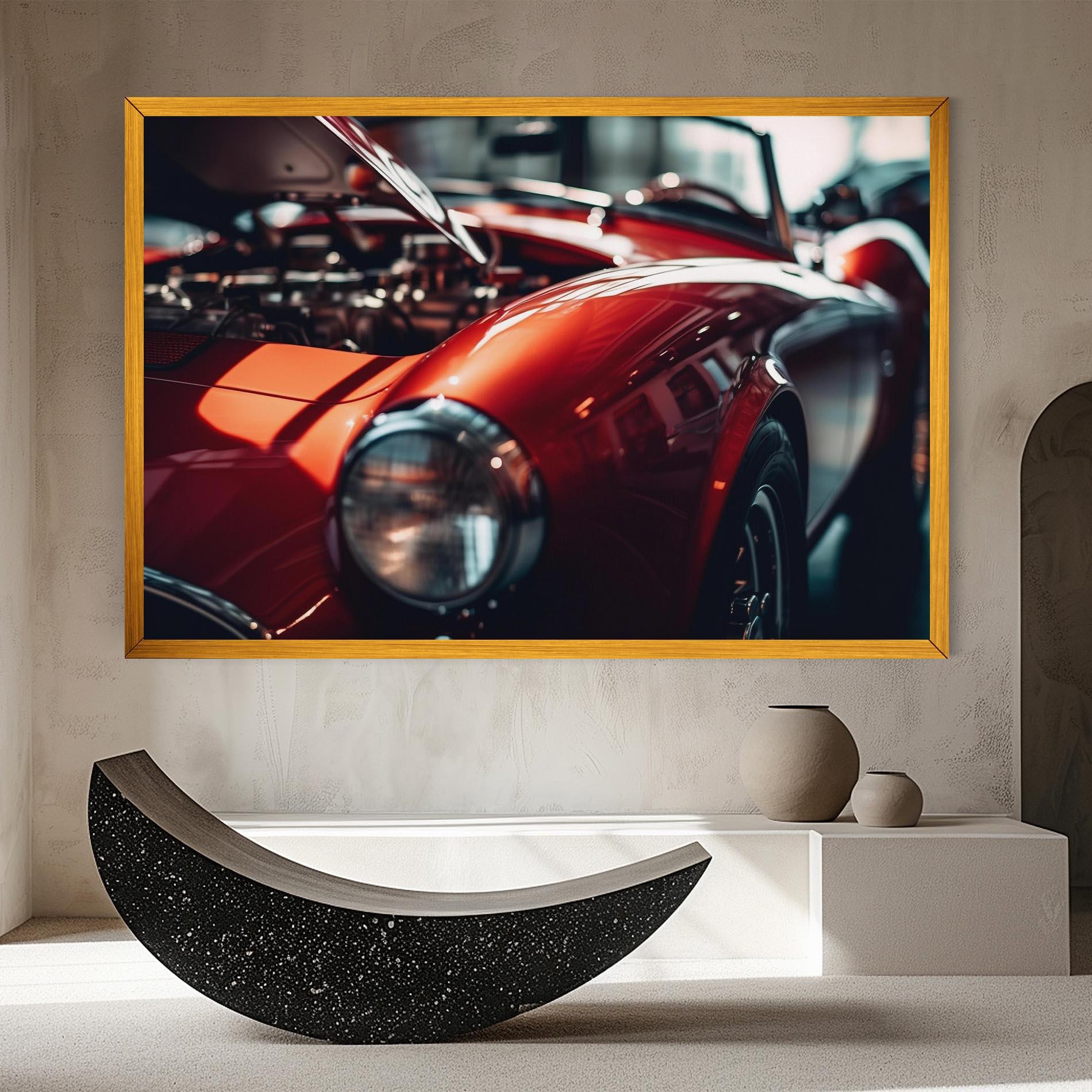 Leinwandbild Old Vintage Red Car mockup 8