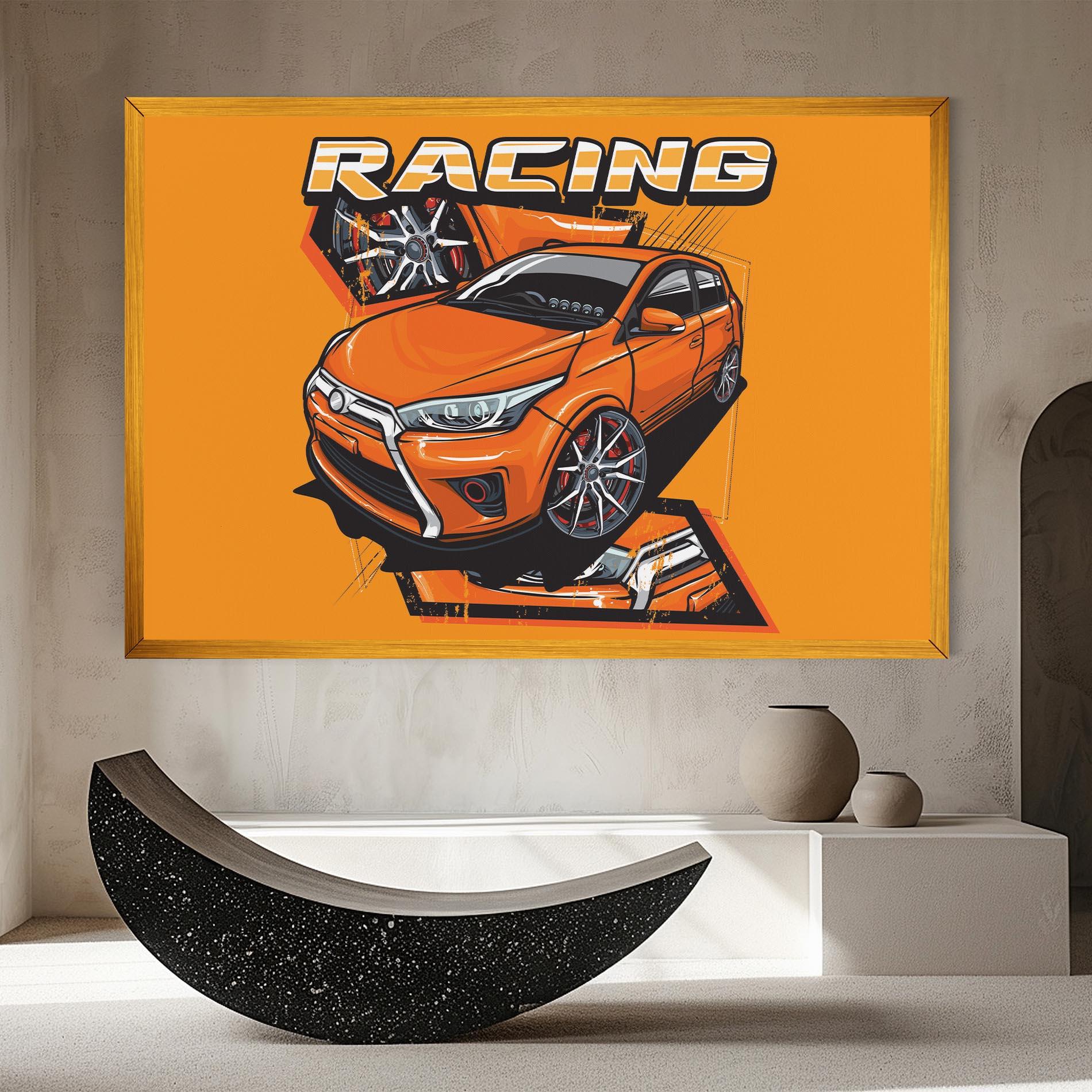 Leinwandbild Racing Orange Car mockup 8