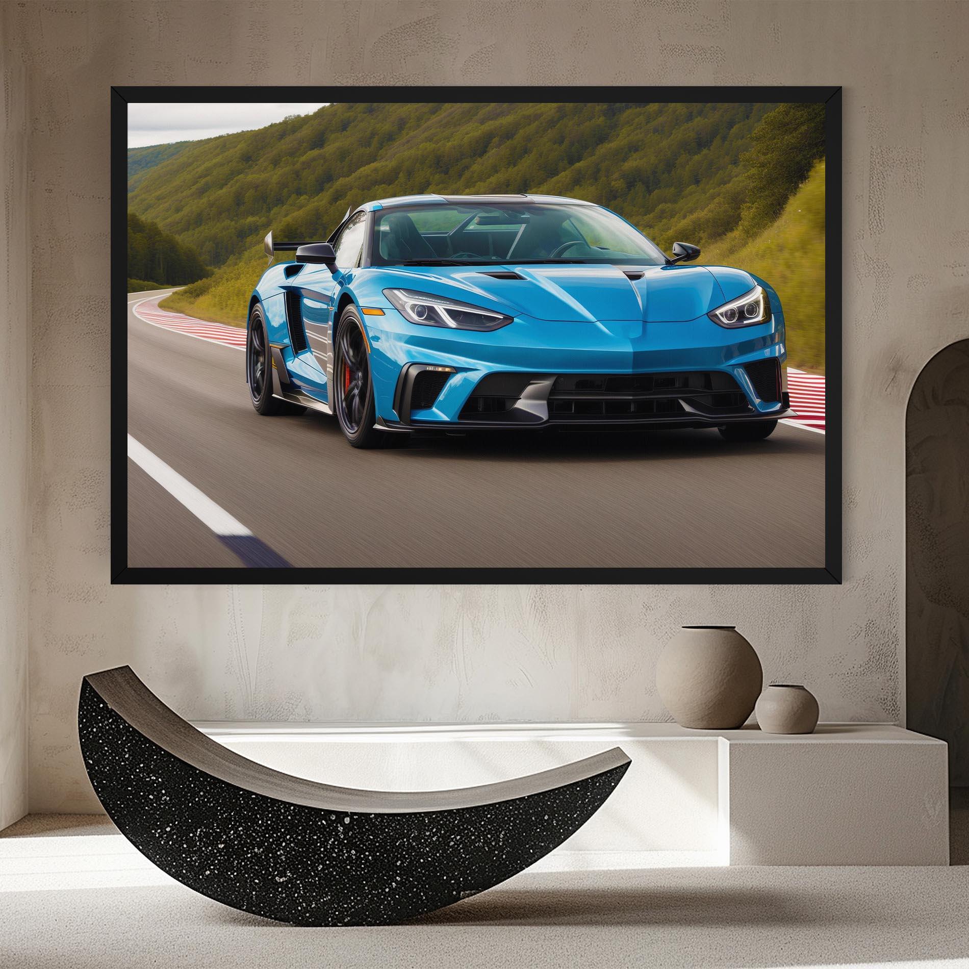 Leinwandbild Blue Sport Car mockup 8