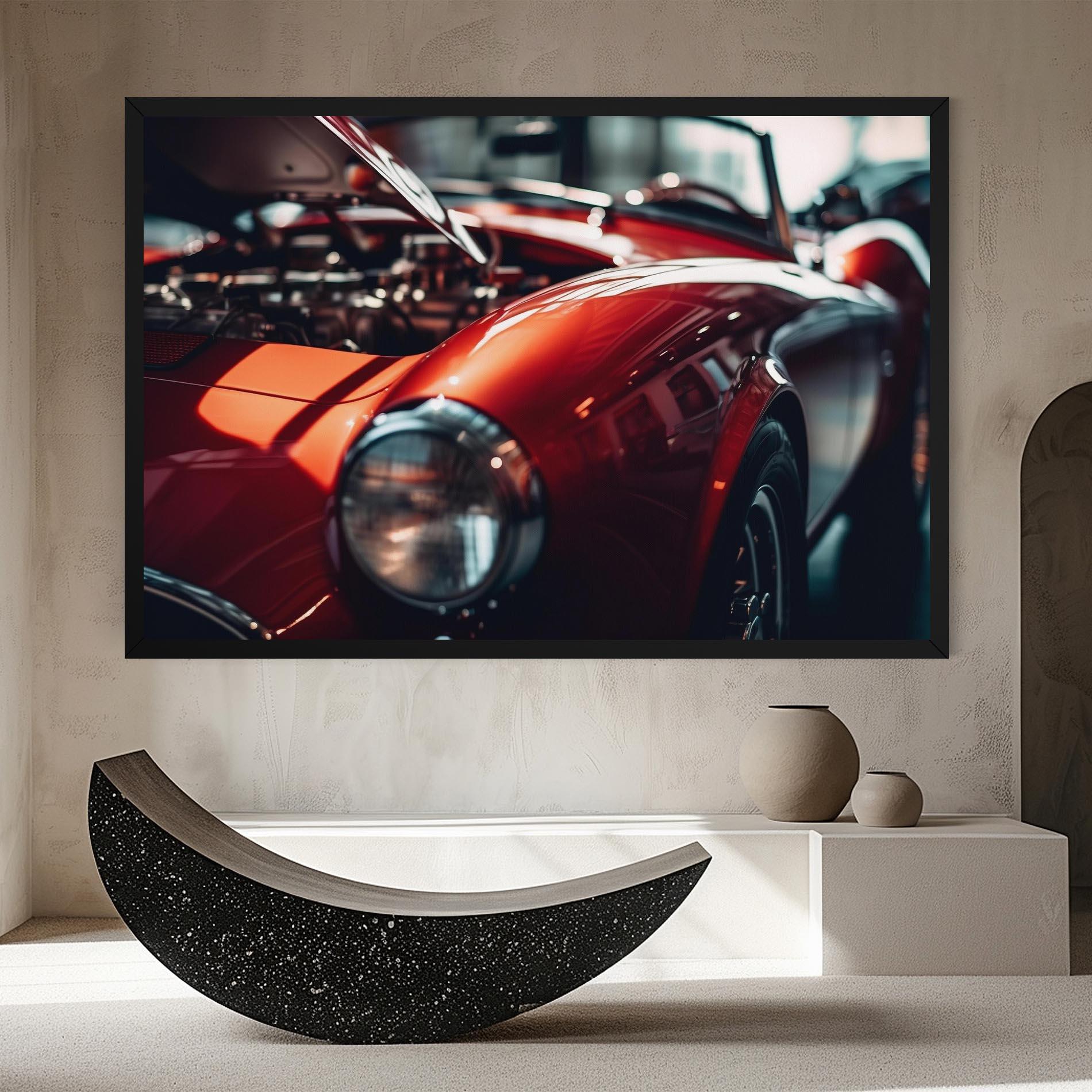 Leinwandbild Old Vintage Red Car mockup 8