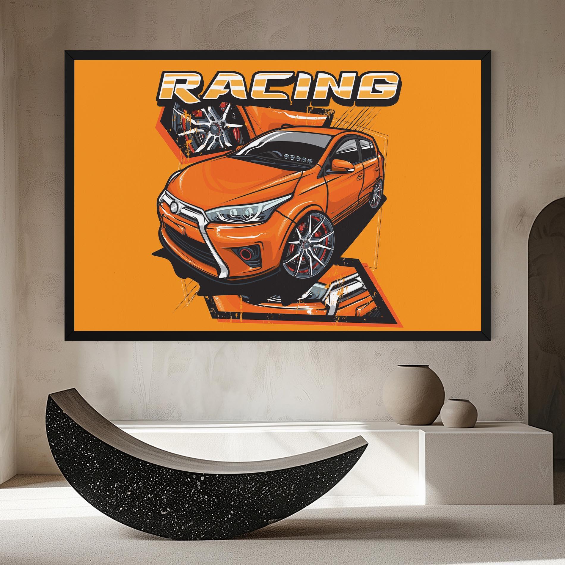 Leinwandbild Racing Orange Car mockup 8