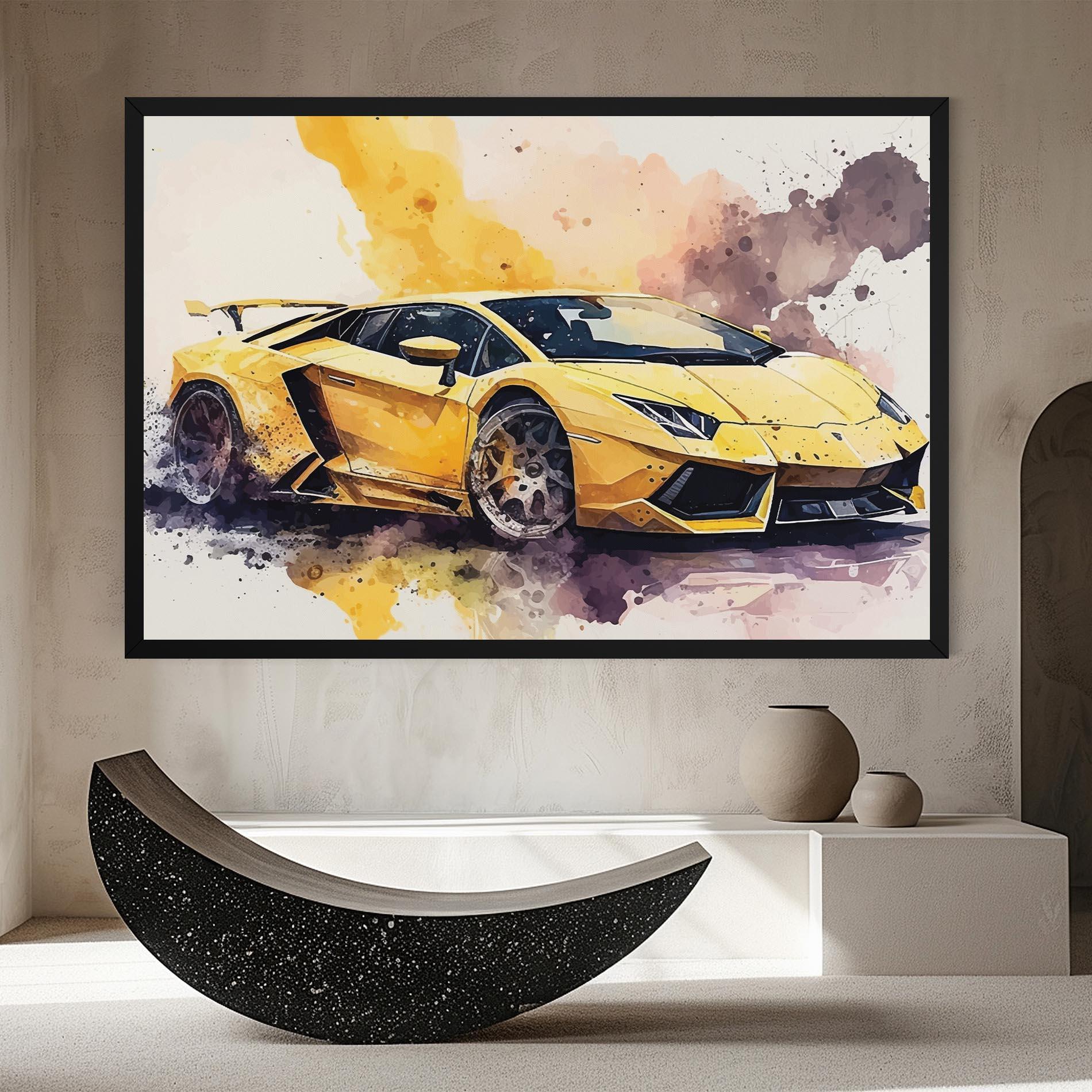Leinwandbild Watercolor Sport Car mockup 8