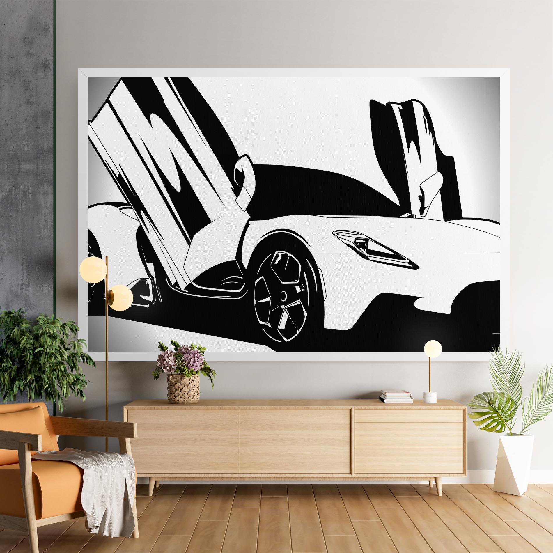 Leinwandbild Black White Car mockup 9