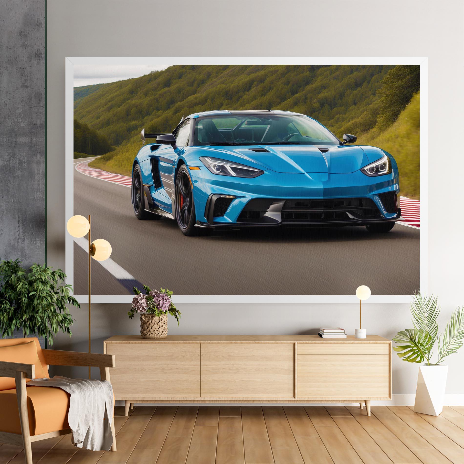 Leinwandbild Blue Sport Car mockup 9