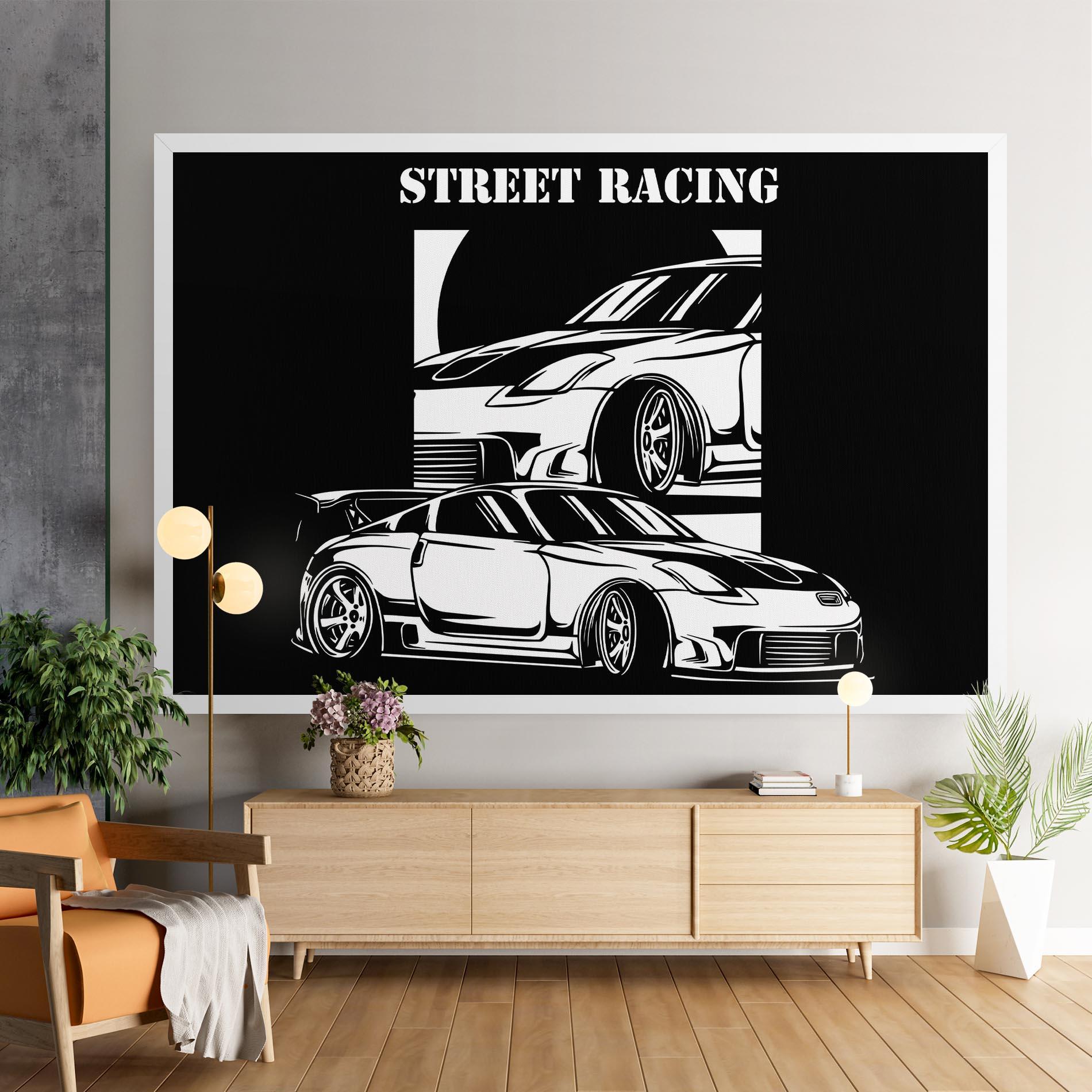 Leinwandbild Car Street Racing mockup 9
