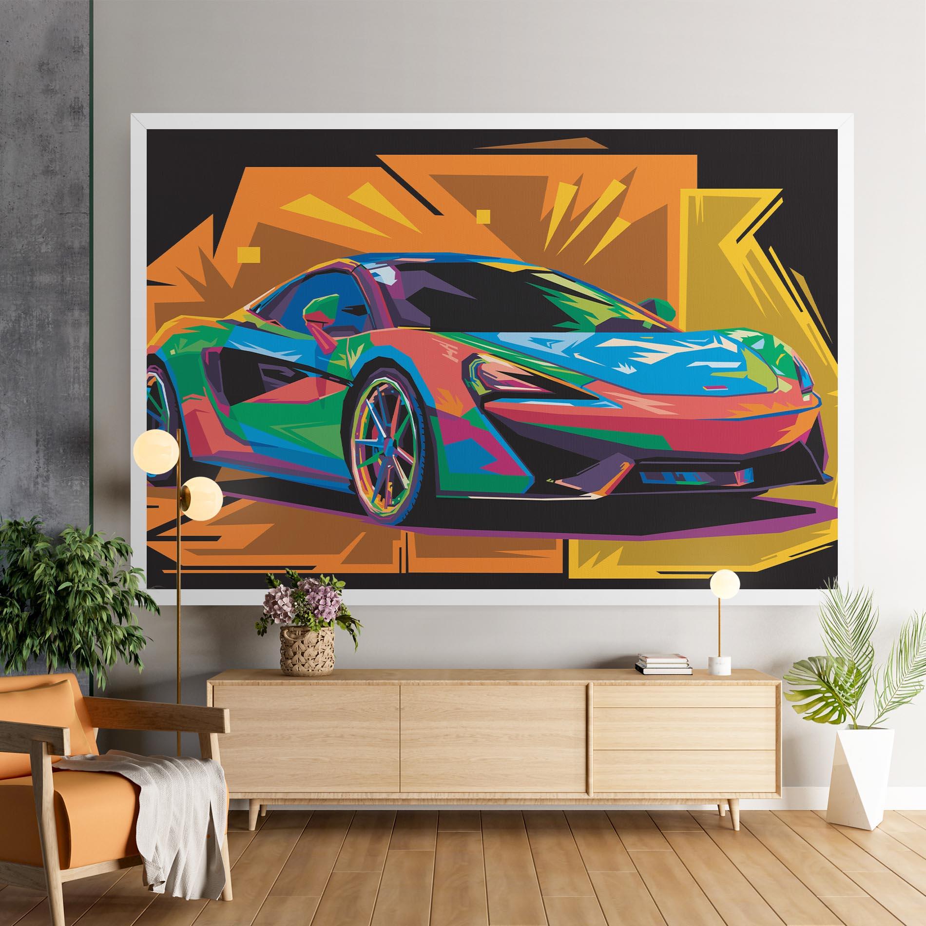 Leinwandbild Colorful Sport Car mockup 9