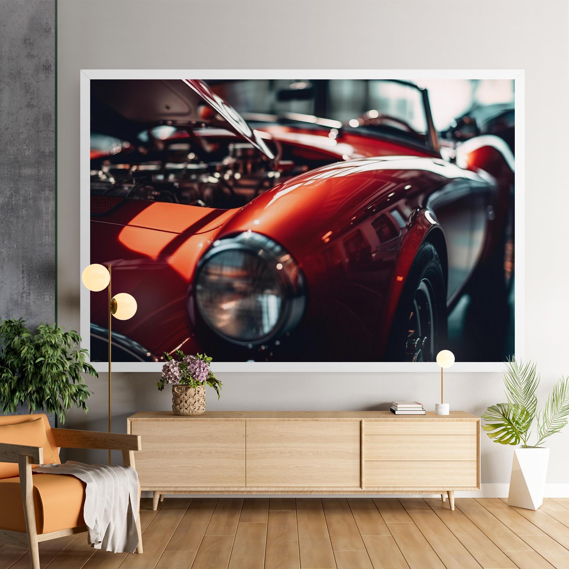 Leinwandbild Old Vintage Red Car mockup 9