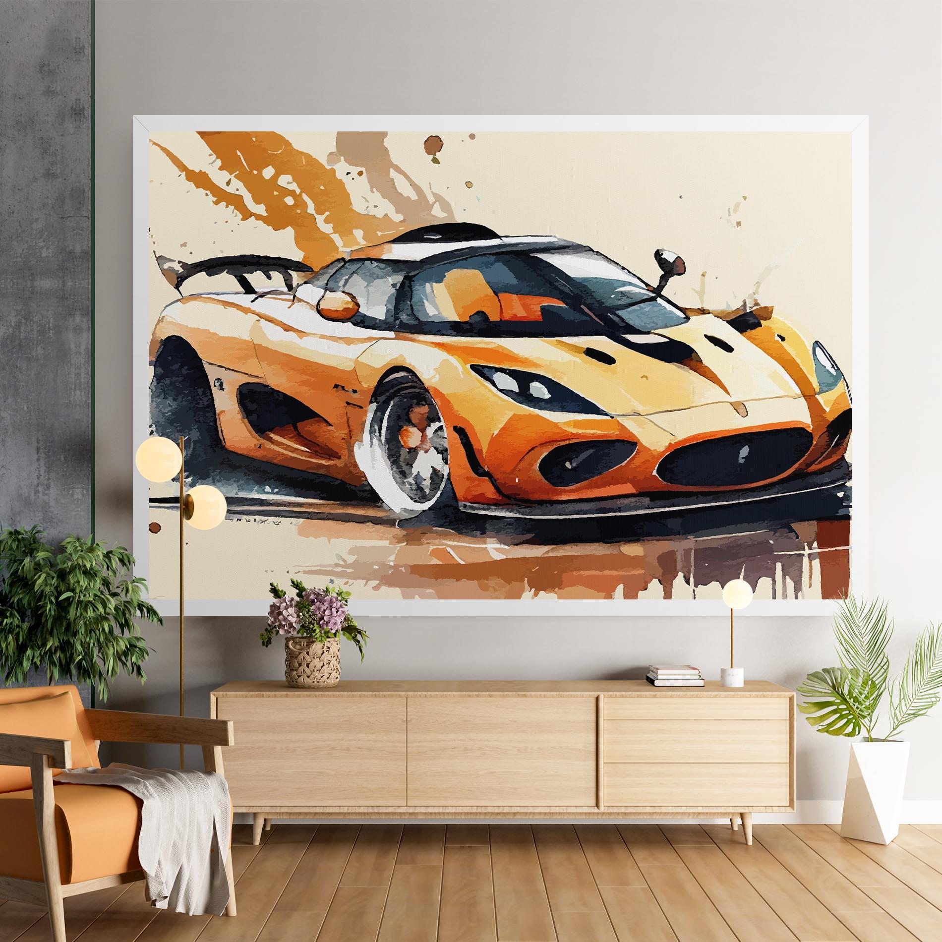 Leinwandbild Orange Paint Car mockup 9