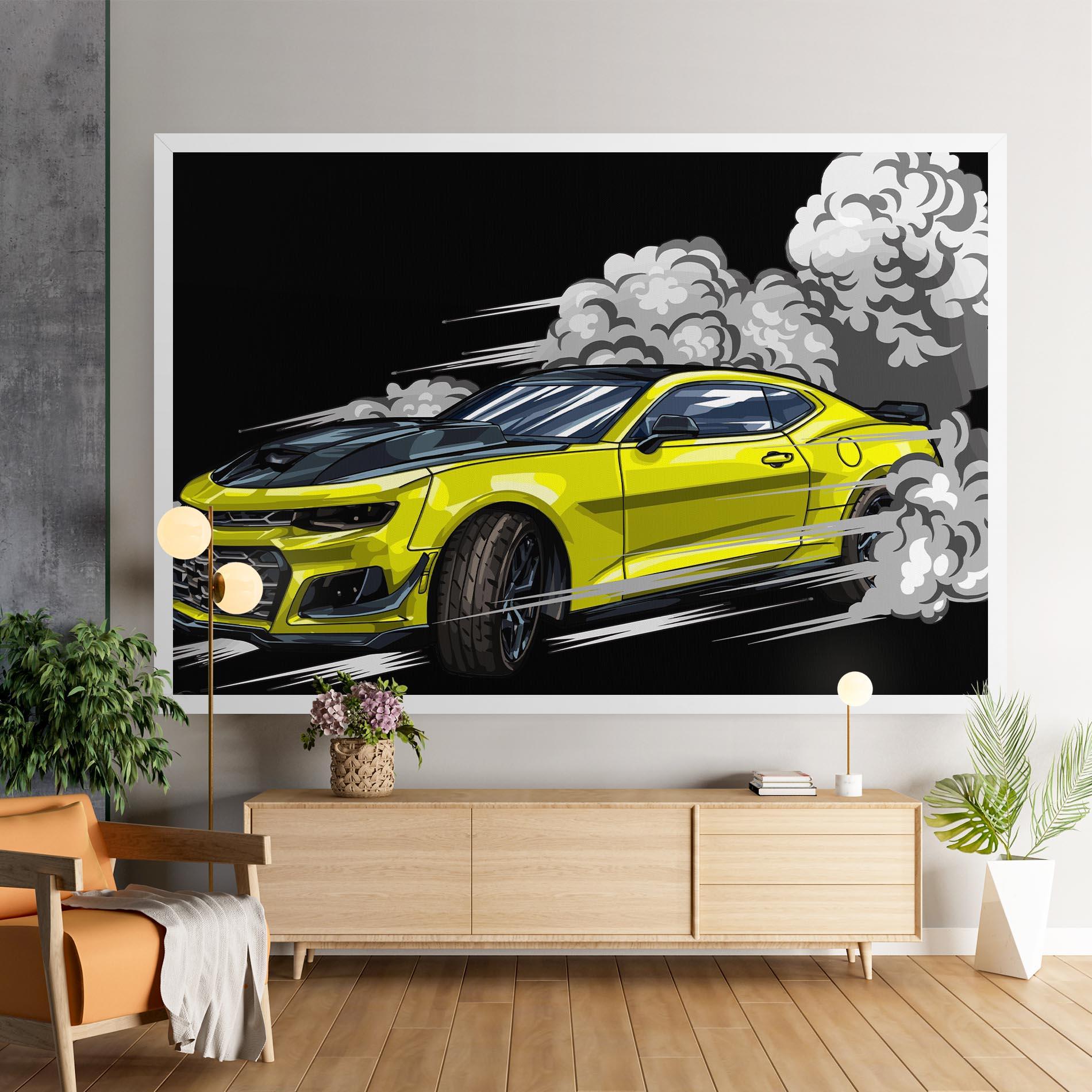 Leinwandbild Racing Car Smoke mockup 9