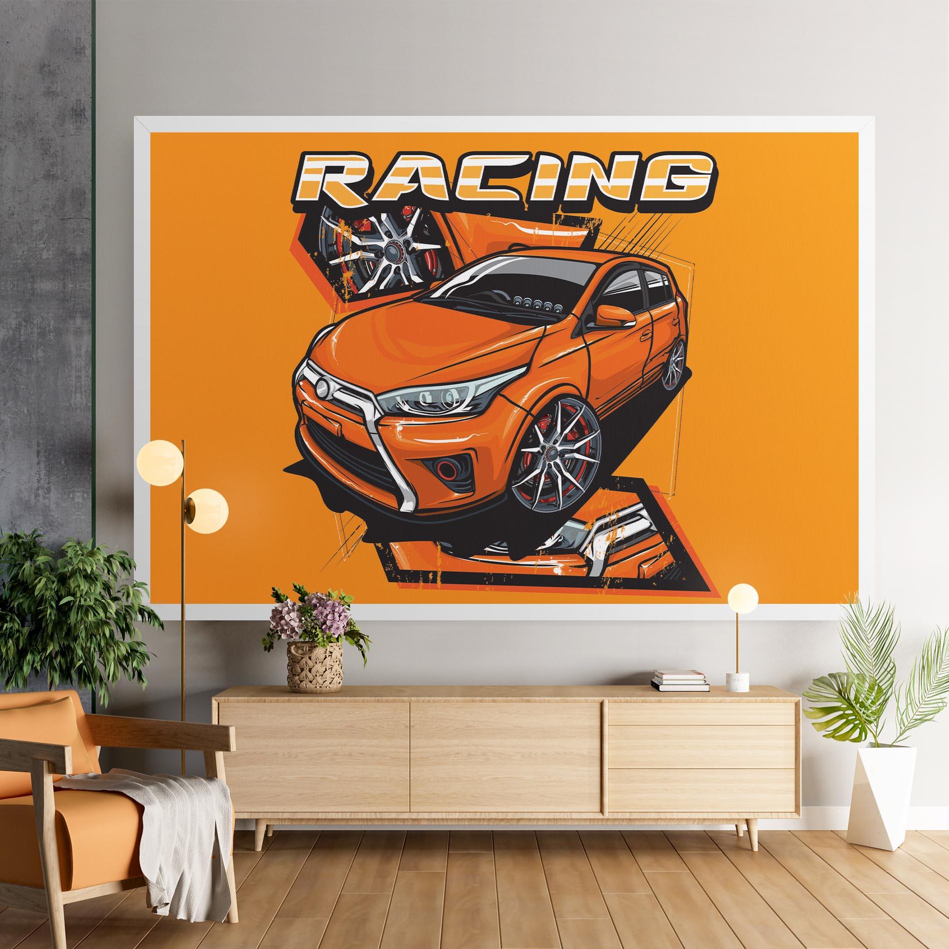 Leinwandbild Racing Orange Car mockup 9