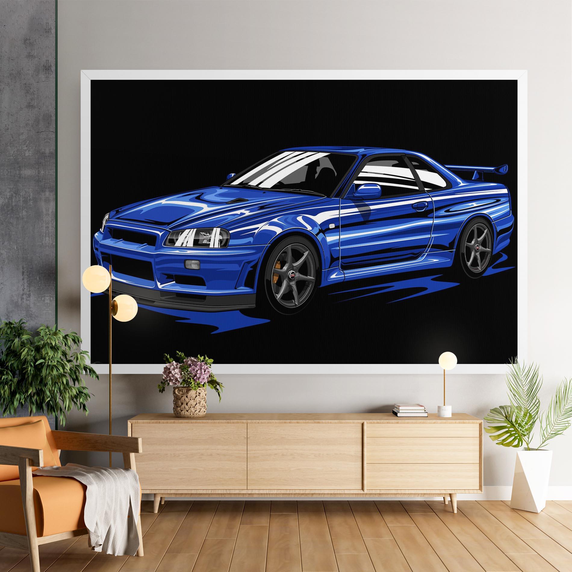 Leinwandbild Sport Blue Car mockup 9