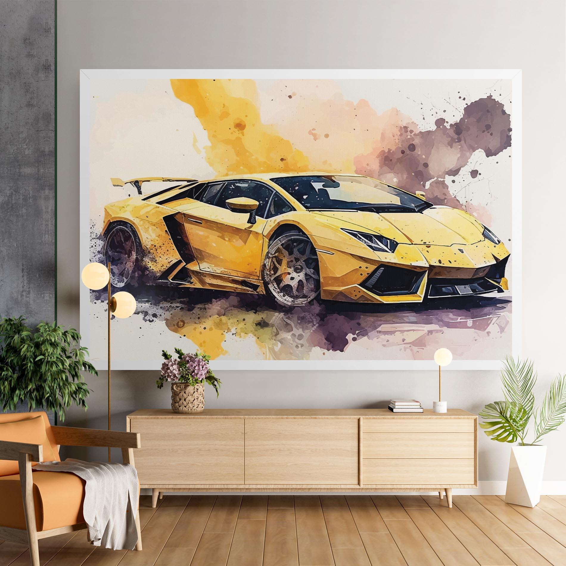 Leinwandbild Watercolor Sport Car mockup 9