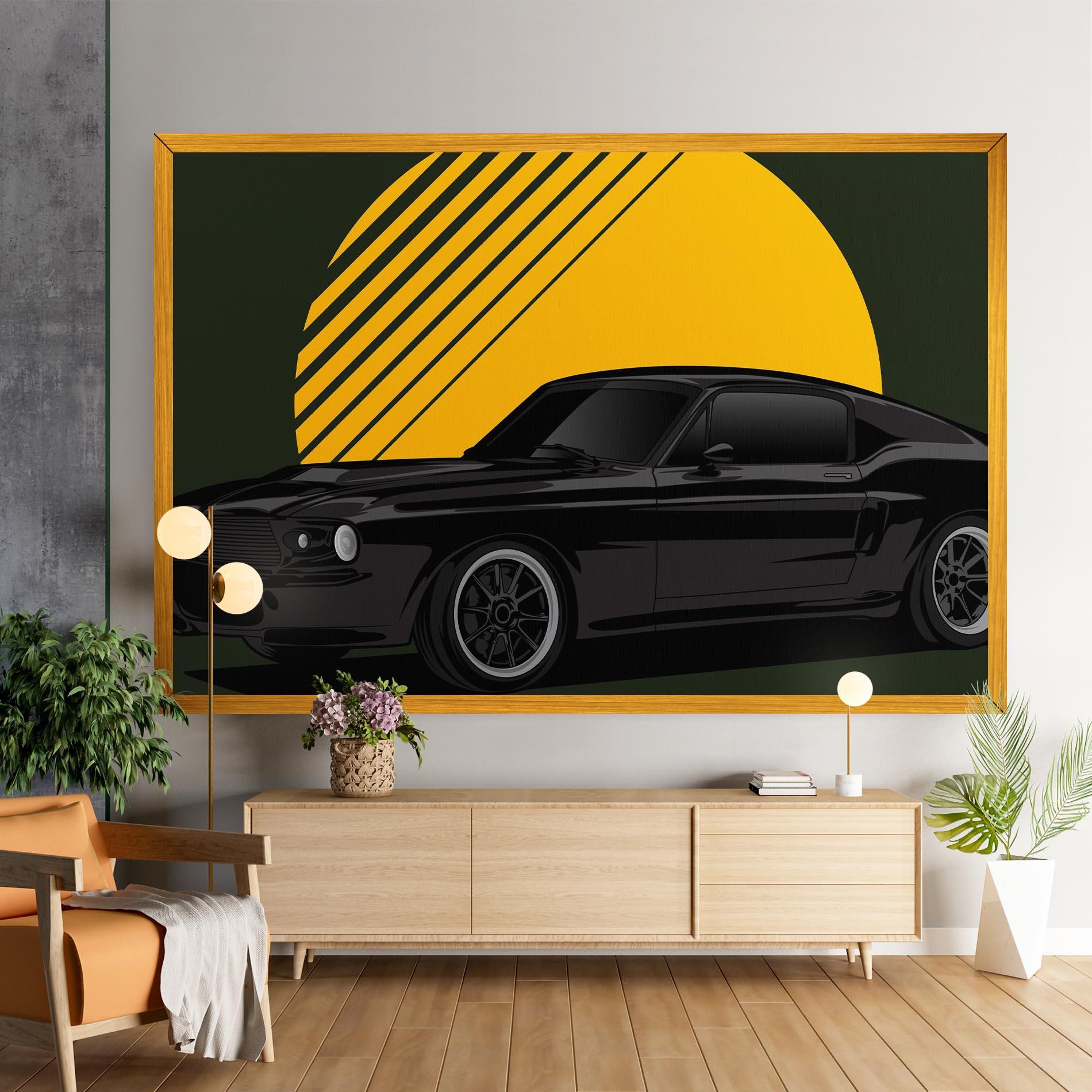 Leinwandbild Black Car Sun mockup 9