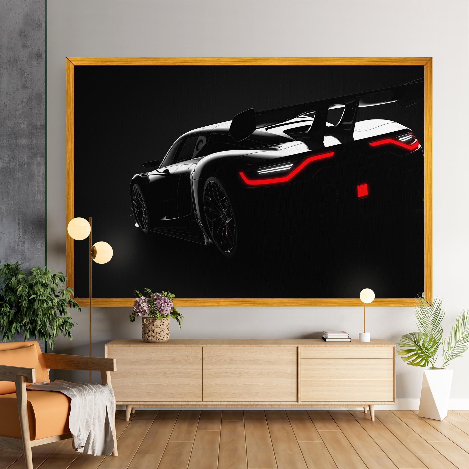 Leinwandbild Black Hypercar Car mockup 9