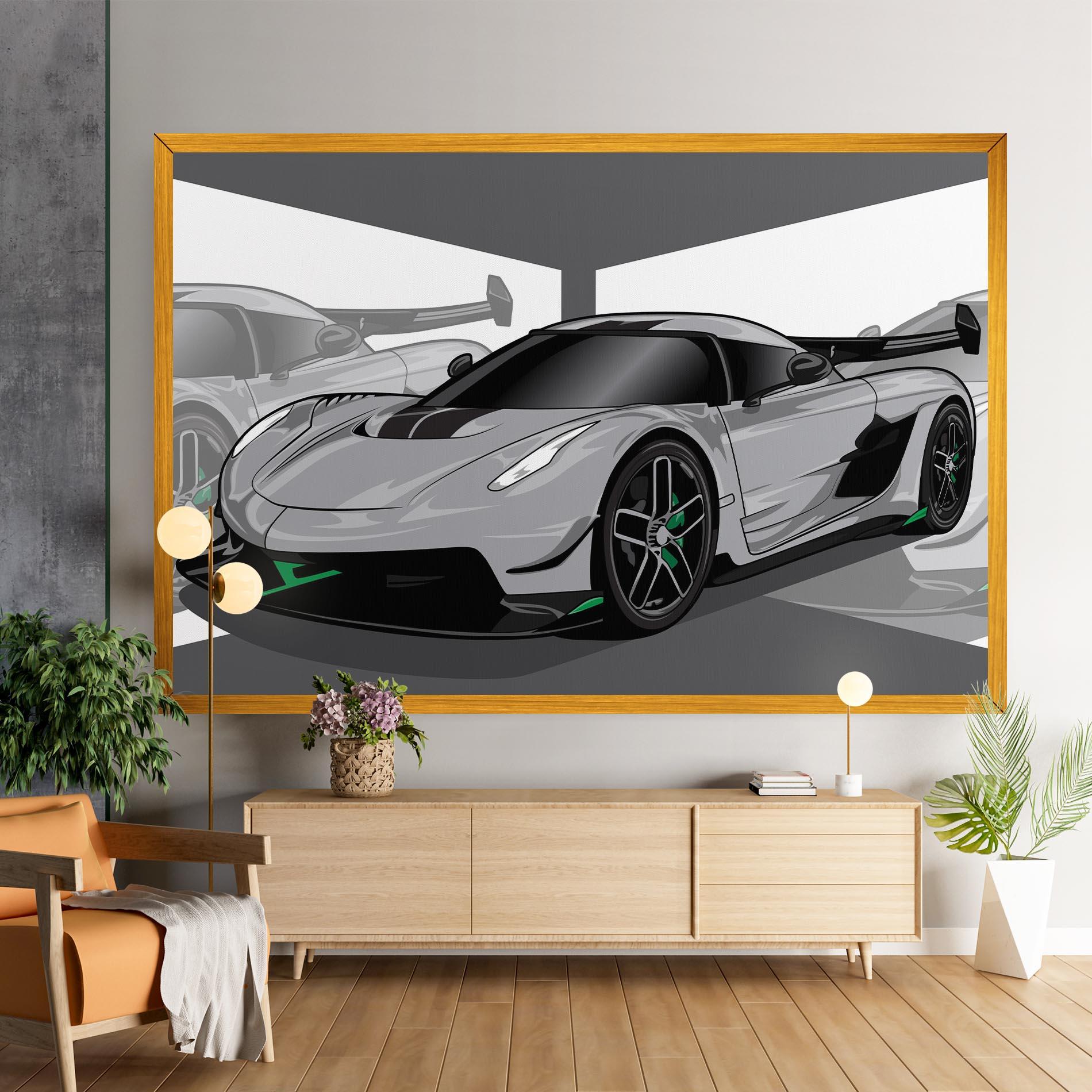 Leinwandbild Grey Sport Car mockup 9