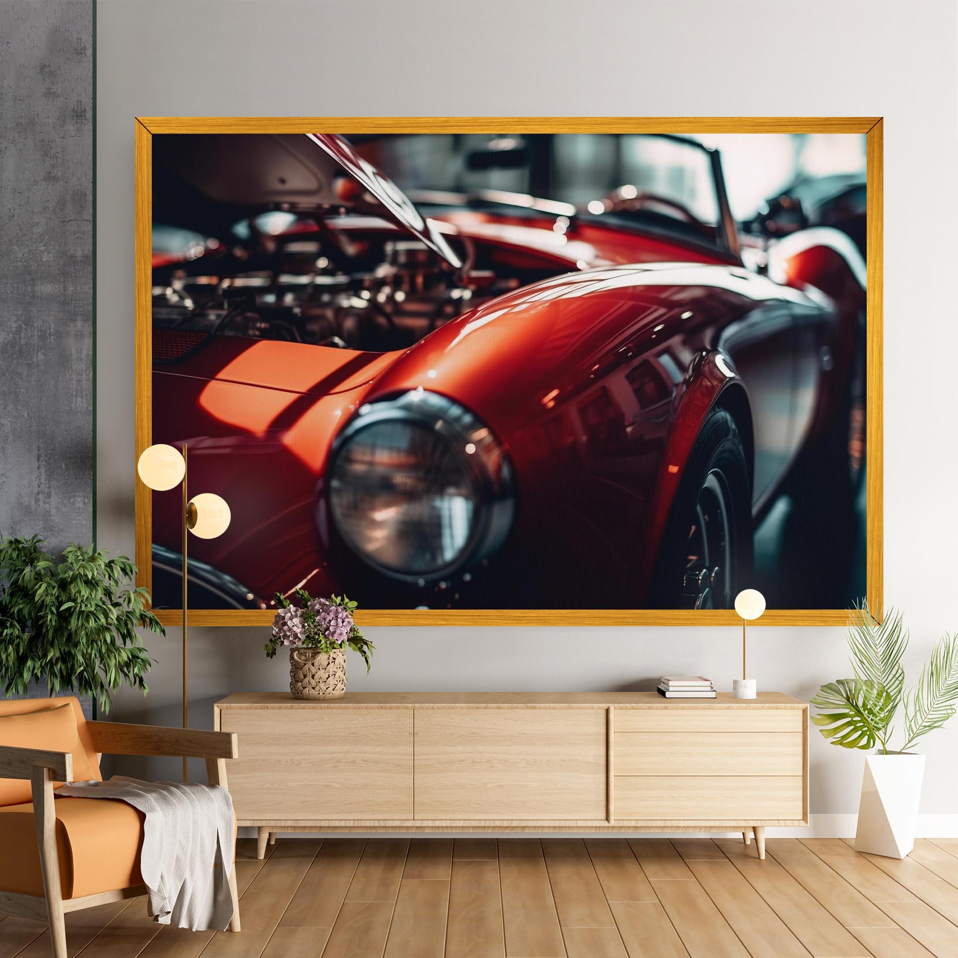 Leinwandbild Old Vintage Red Car mockup 9