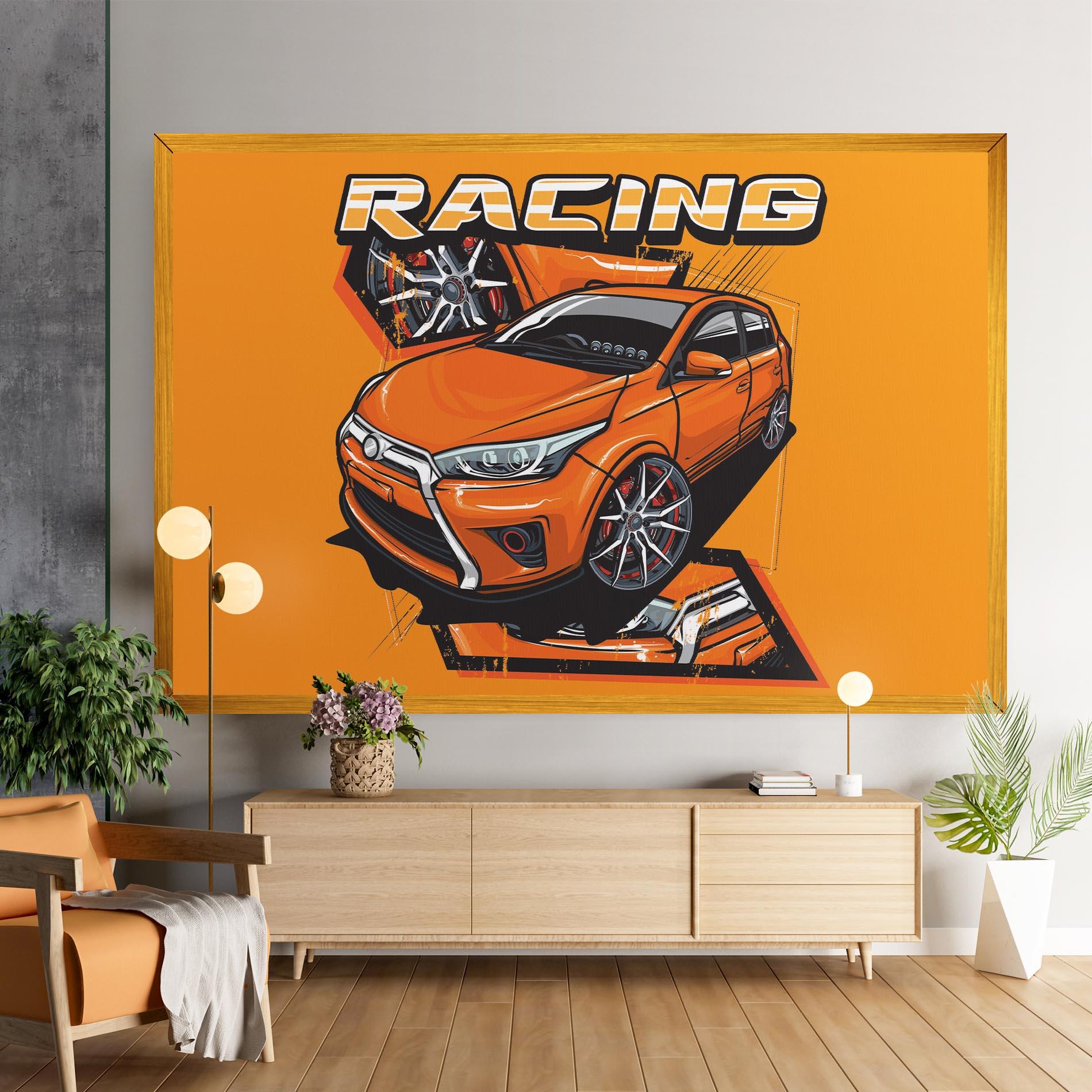 Leinwandbild Racing Orange Car mockup 9