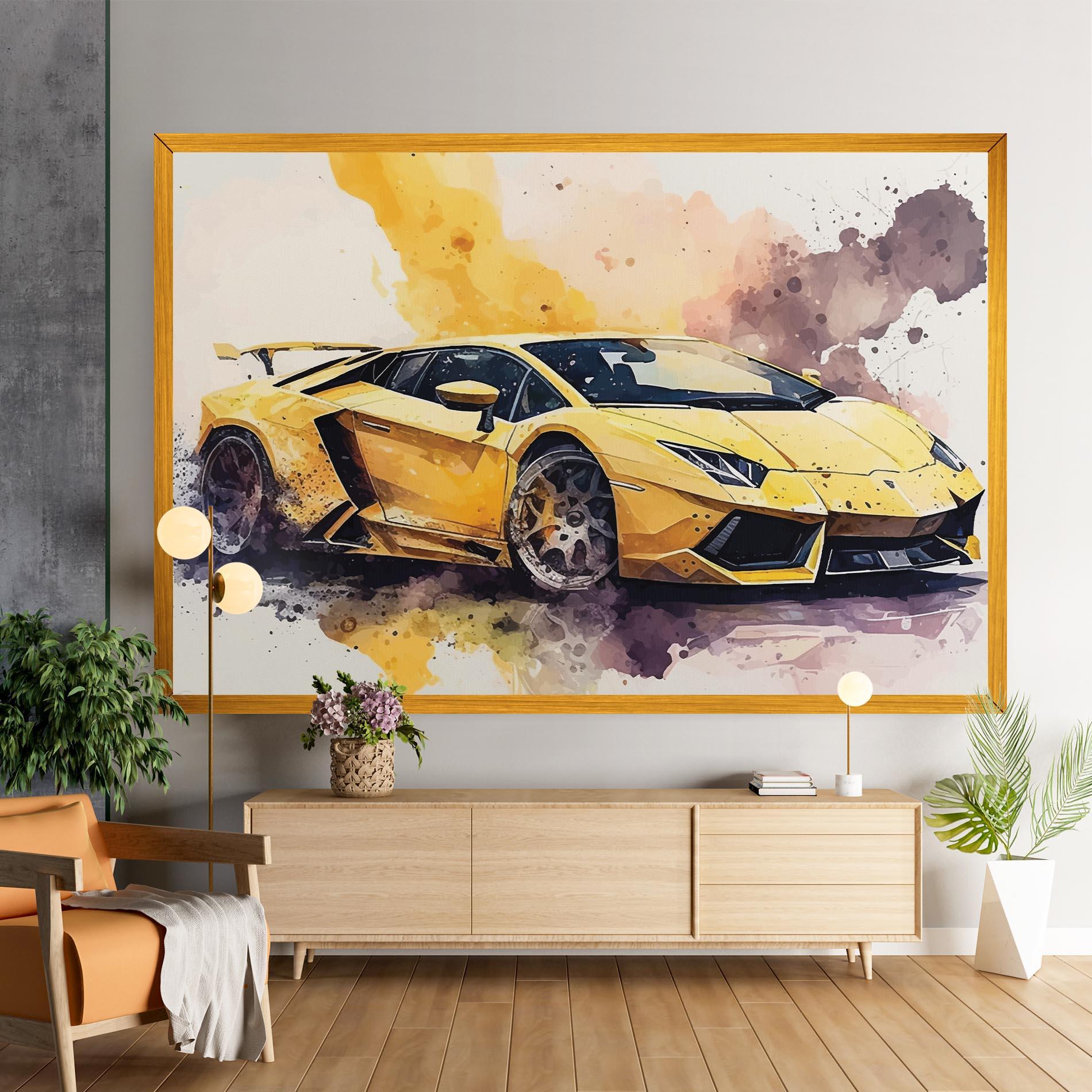 Leinwandbild Watercolor Sport Car mockup 9
