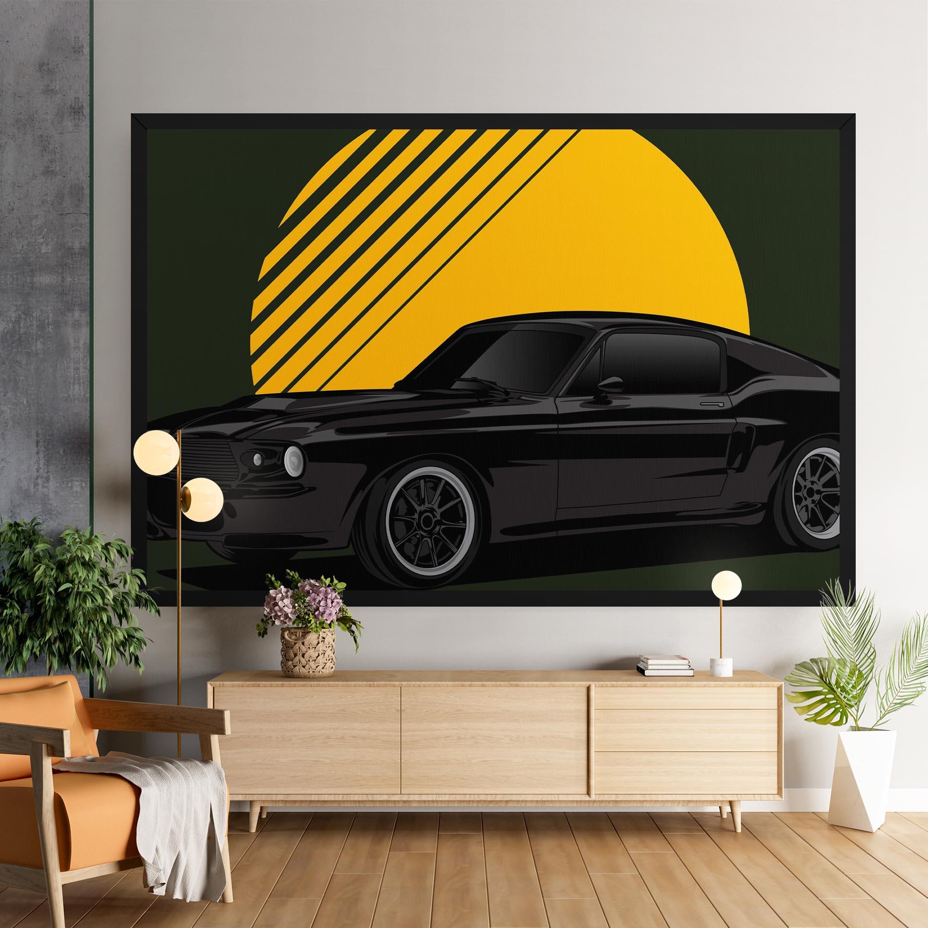 Leinwandbild Black Car Sun mockup 9