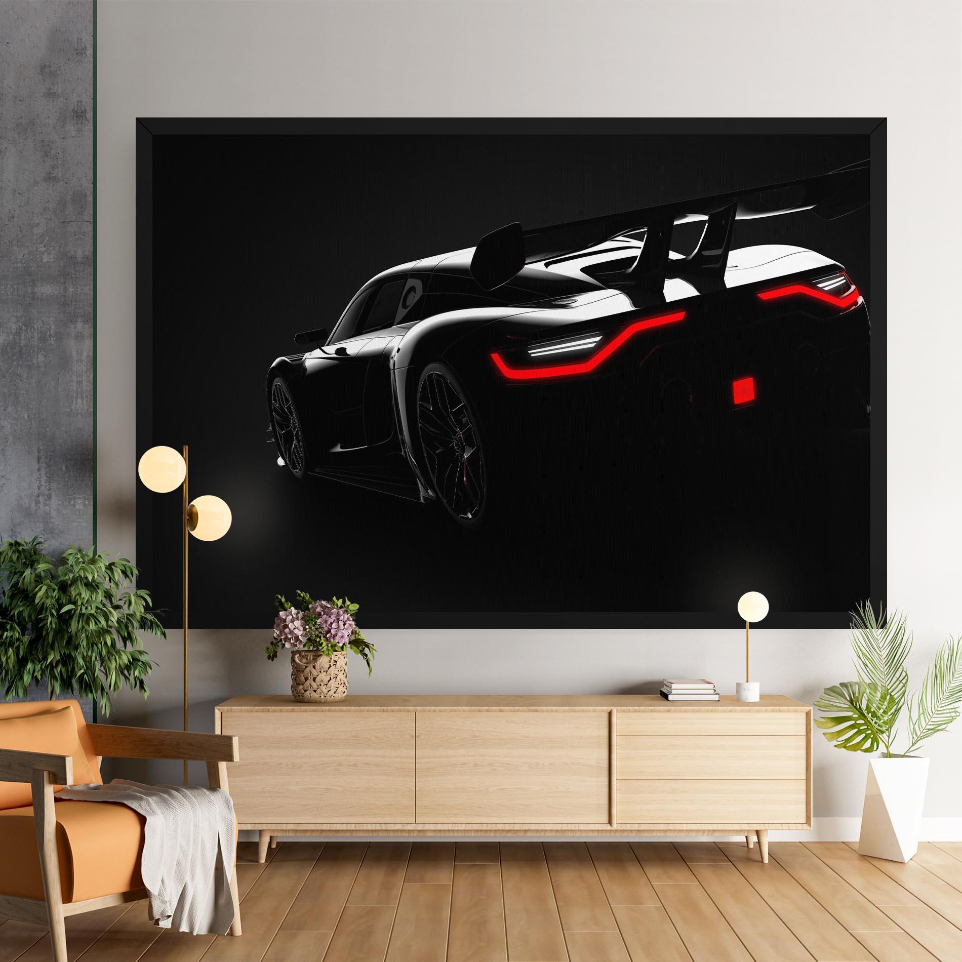 Leinwandbild Black Hypercar Car mockup 9