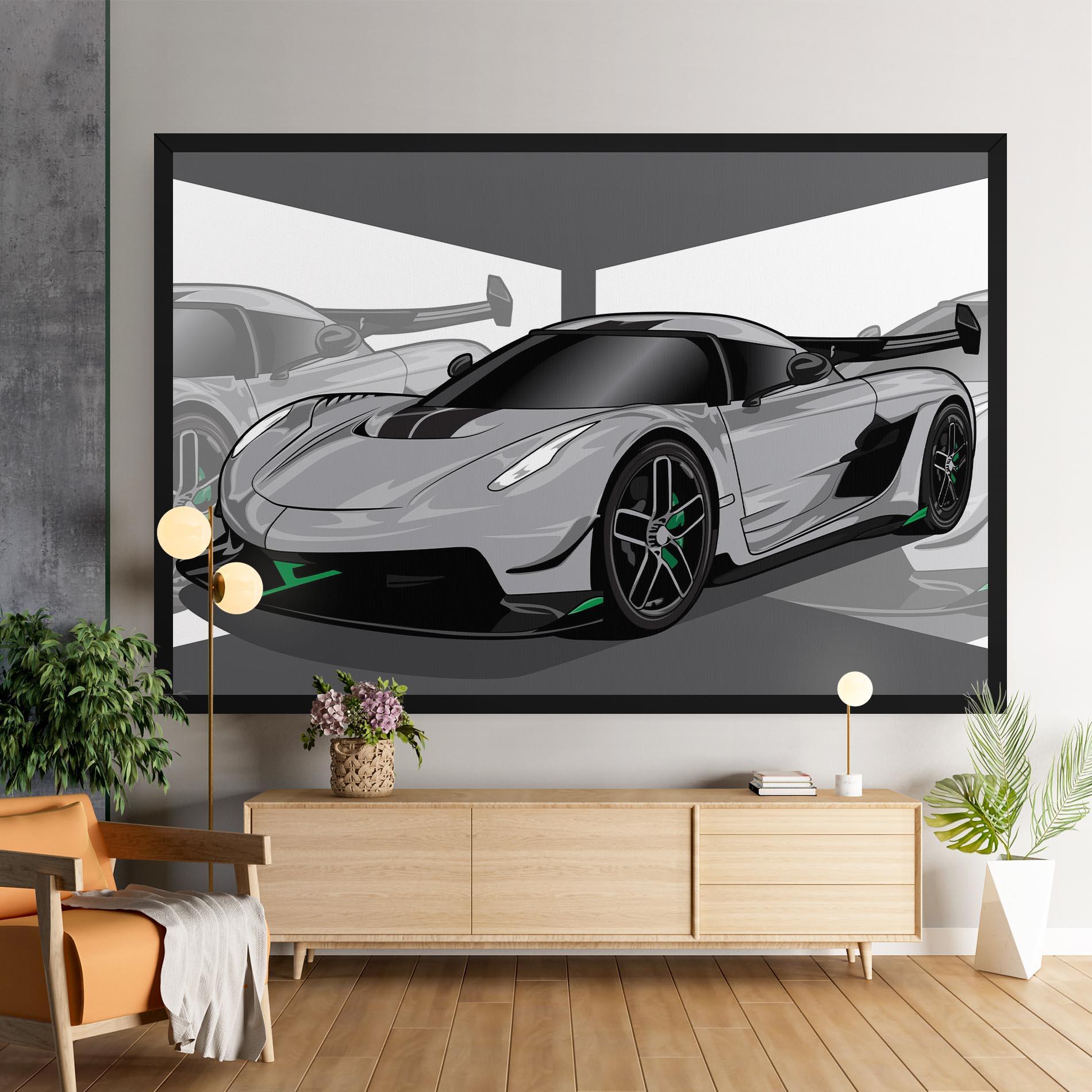 Leinwandbild Grey Sport Car mockup 9