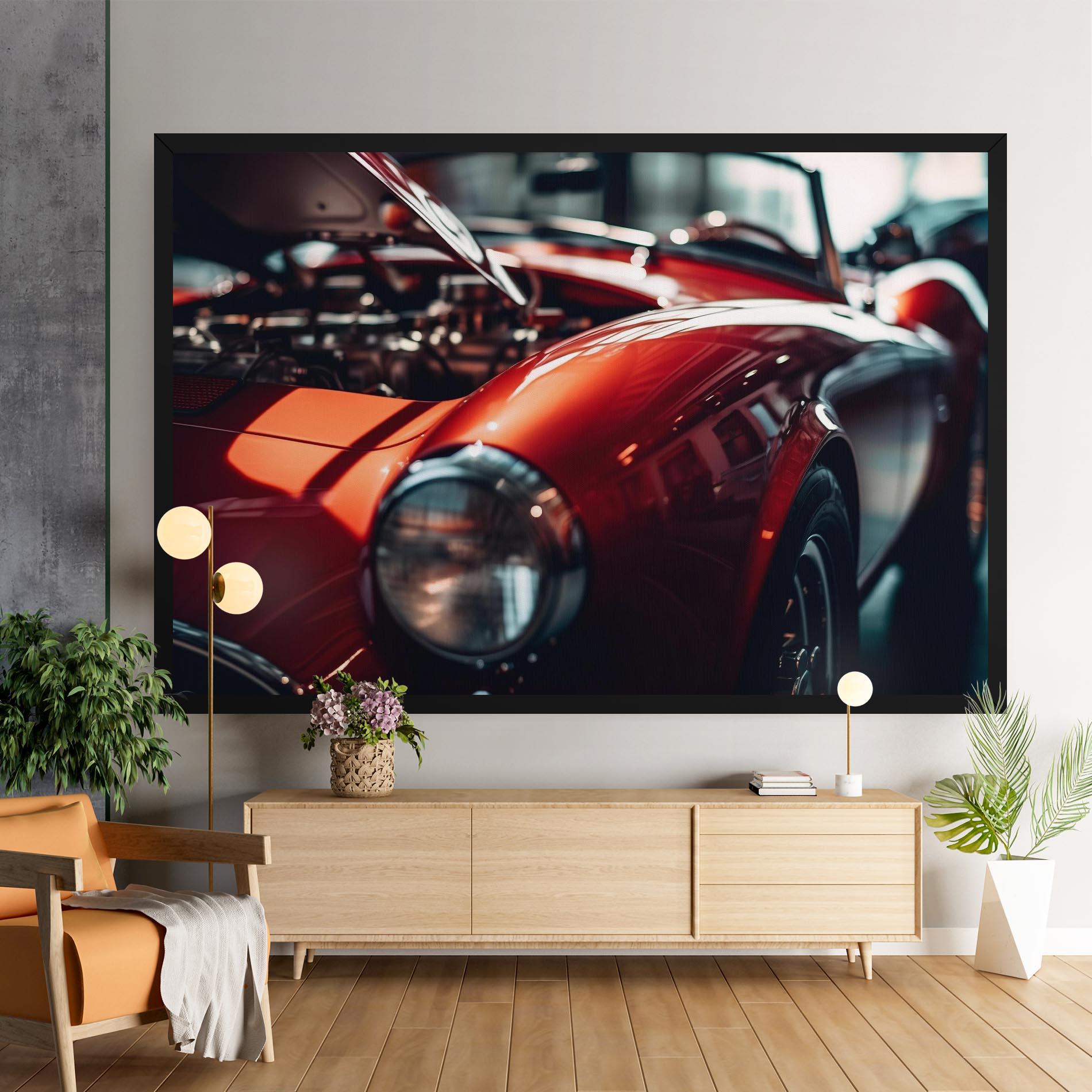 Leinwandbild Old Vintage Red Car mockup 9