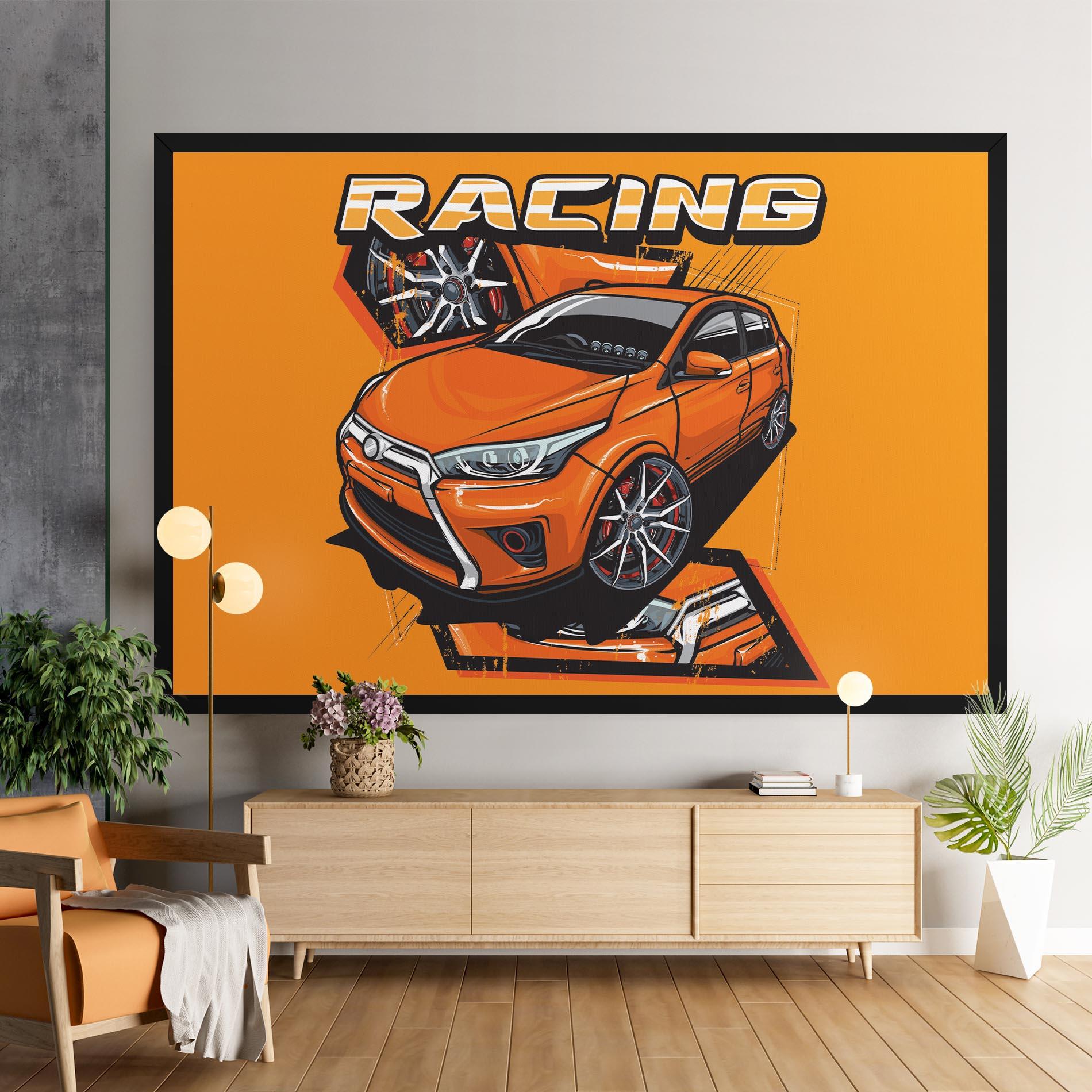 Leinwandbild Racing Orange Car mockup 9