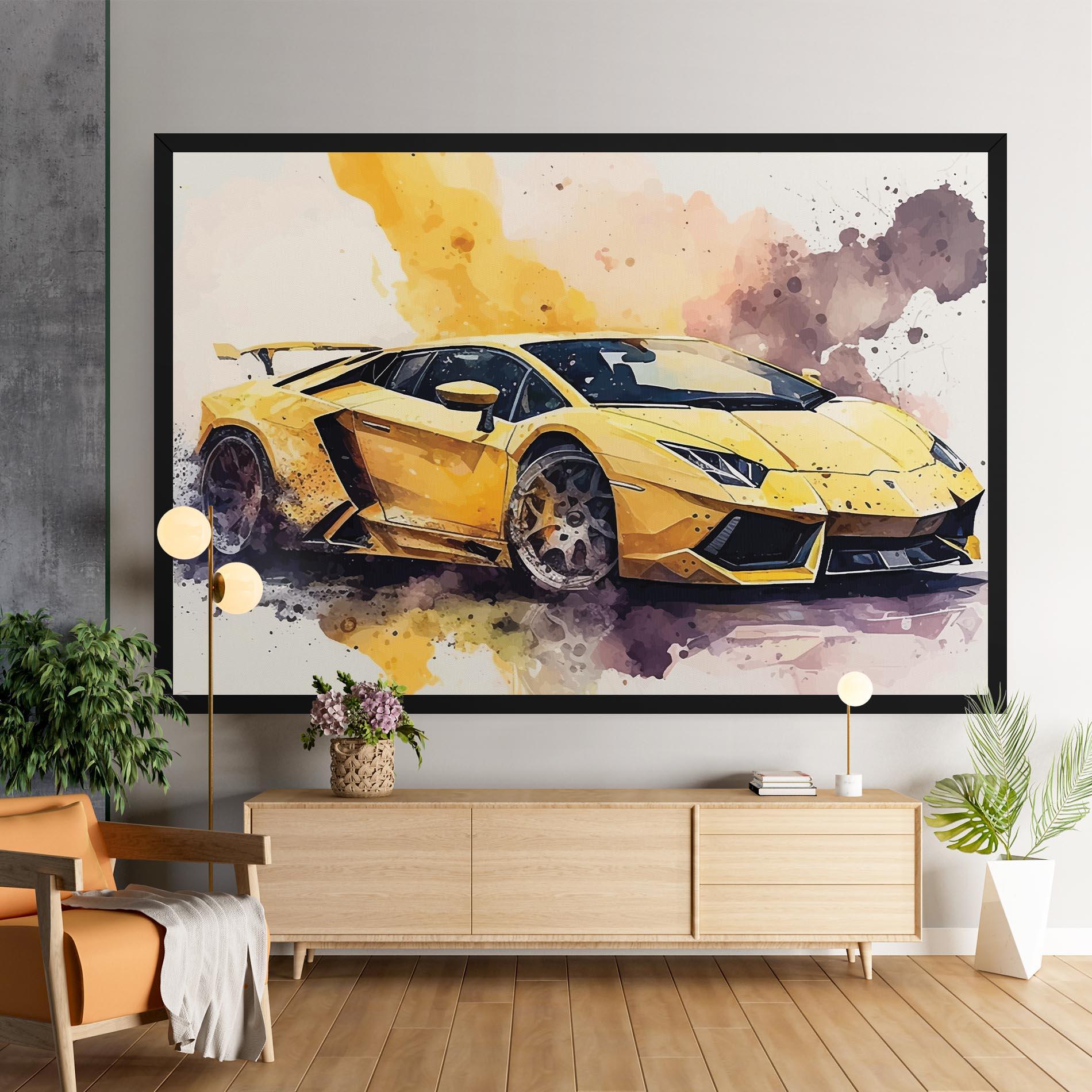 Leinwandbild Watercolor Sport Car mockup 9