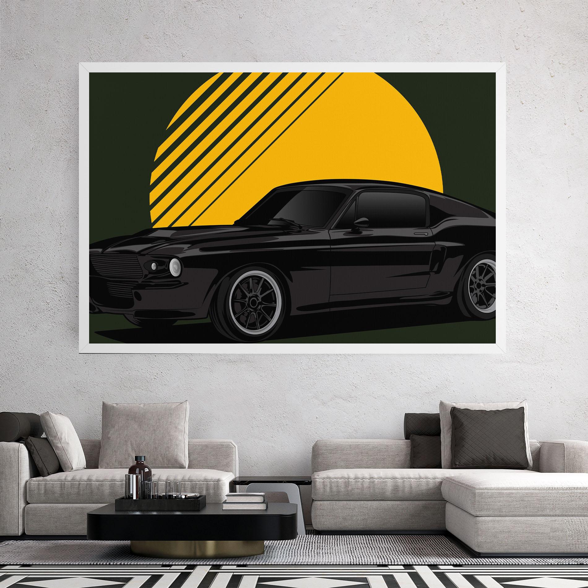 Leinwandbild Black Car Sun mockup 2